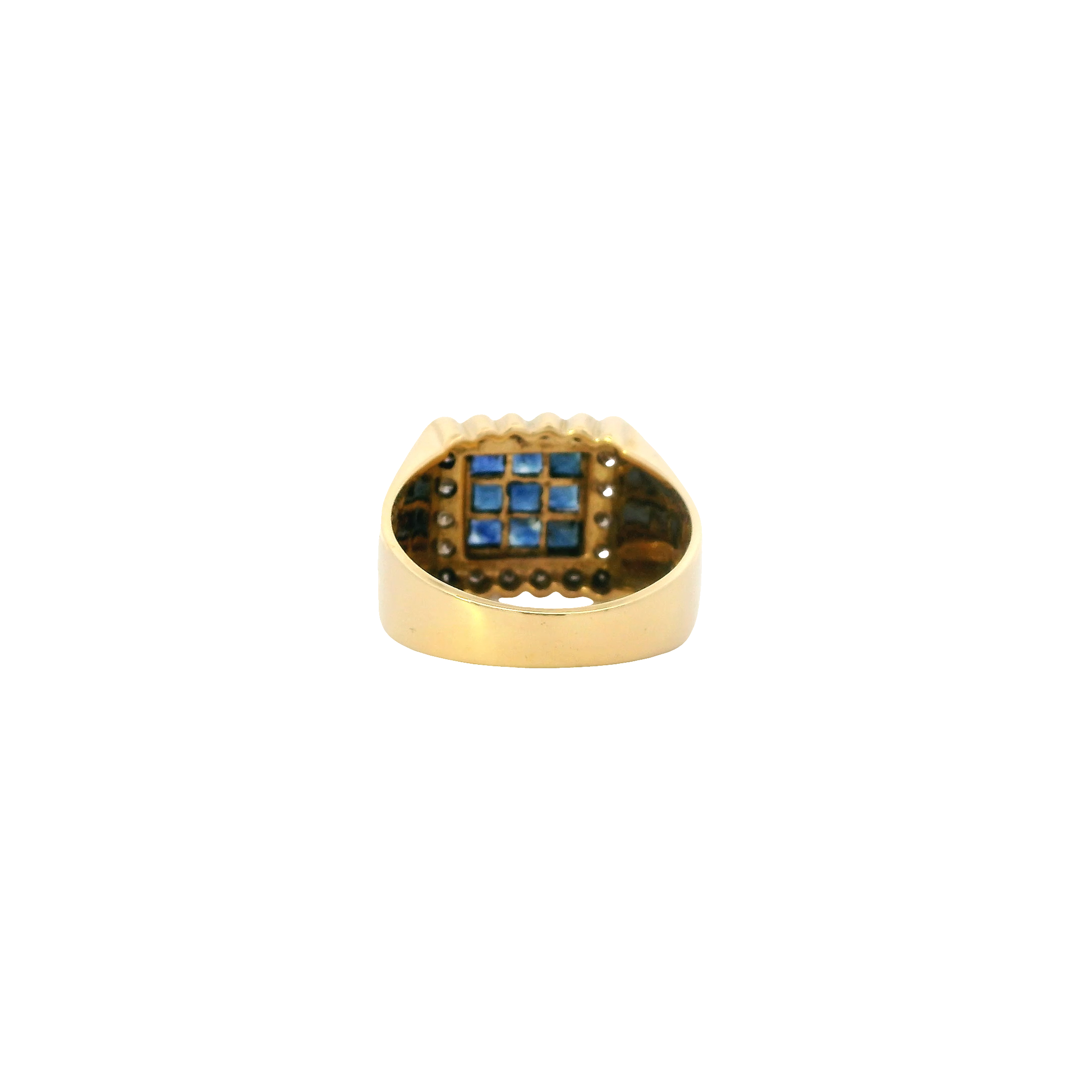 14K Yellow Gold Sapphire & Diamond Men's Ring - 0.37ct