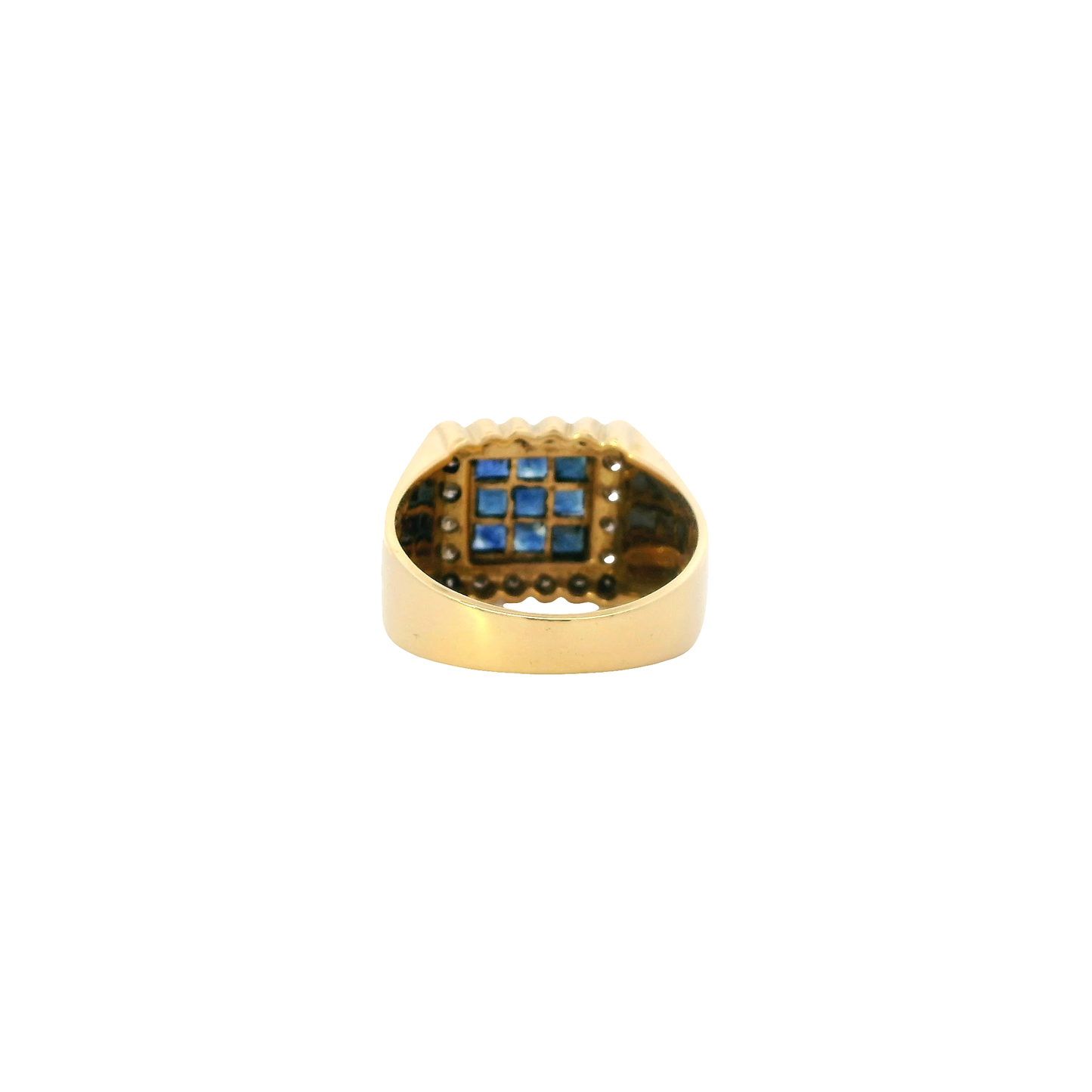 14K Yellow Gold Sapphire & Diamond Men's Ring - 0.37ct
