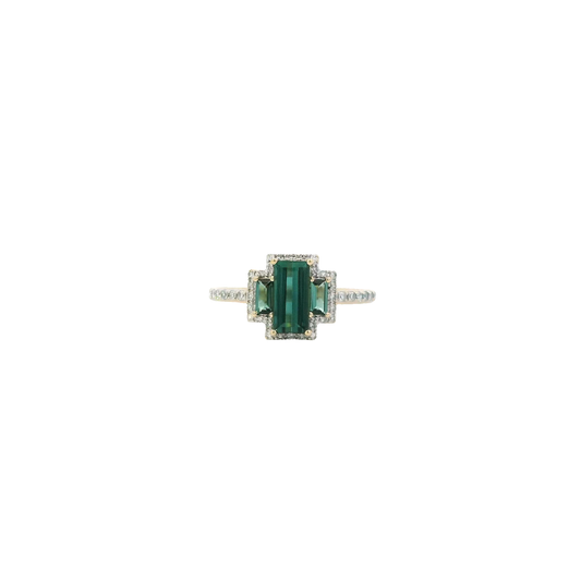 14K Yellow Gold Green Tourmaline Women's Ring