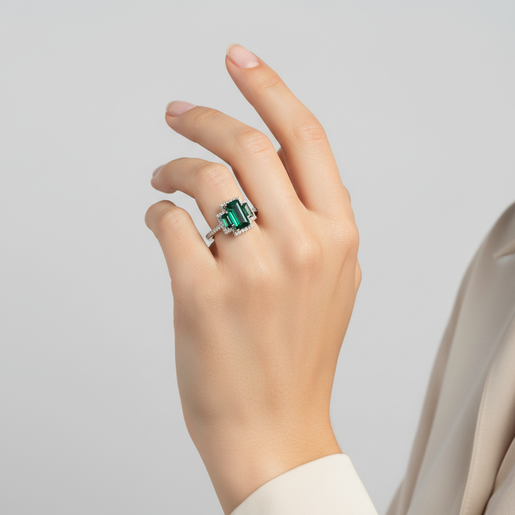 14K Yellow Gold Green Tourmaline Women's Ring