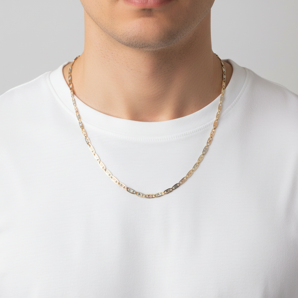 14K Tri Color Gold 24" Mariner Chain