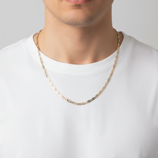 14K Tri Color Gold 24" Mariner Chain