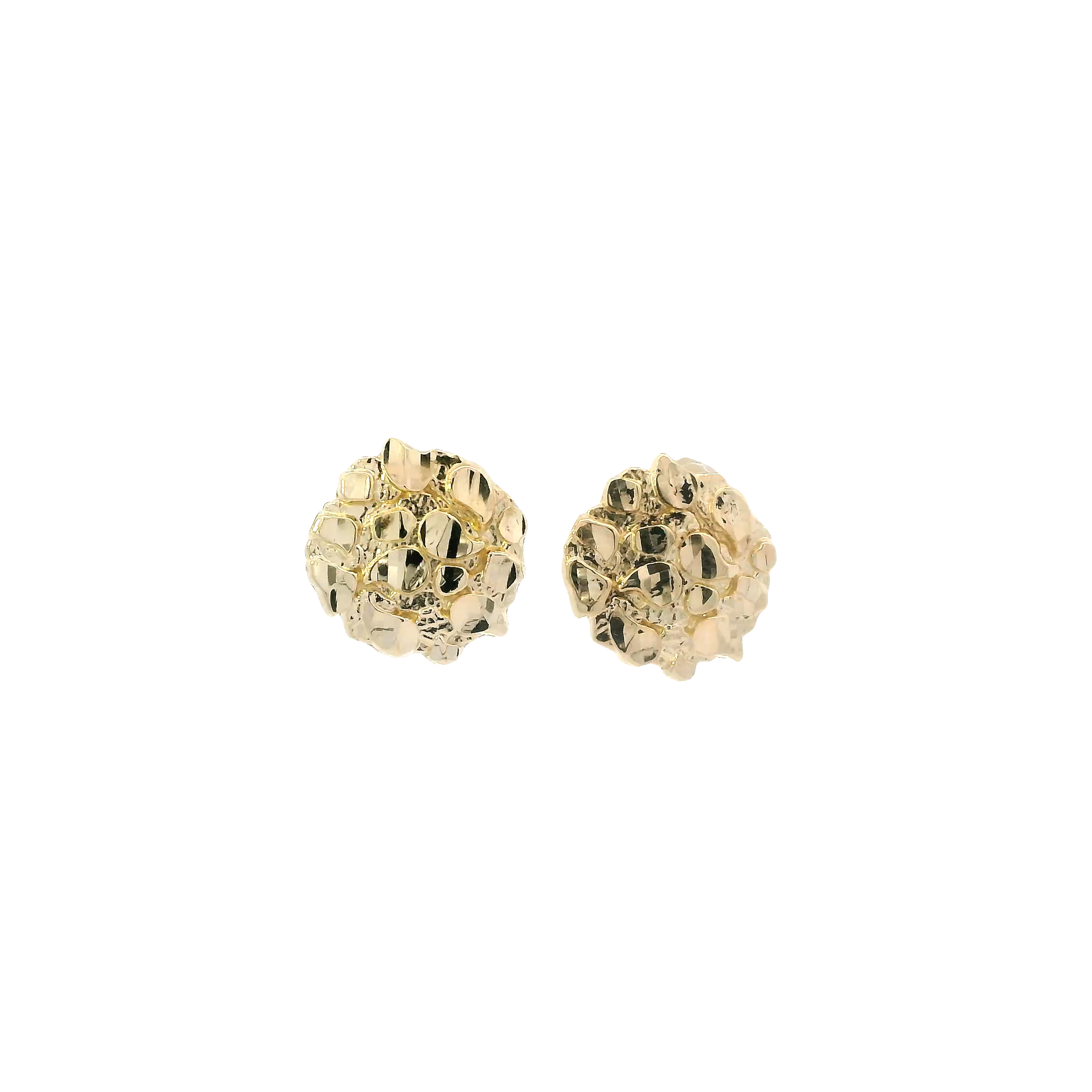 10K Yellow Gold Round Nugget Stud Earrings
