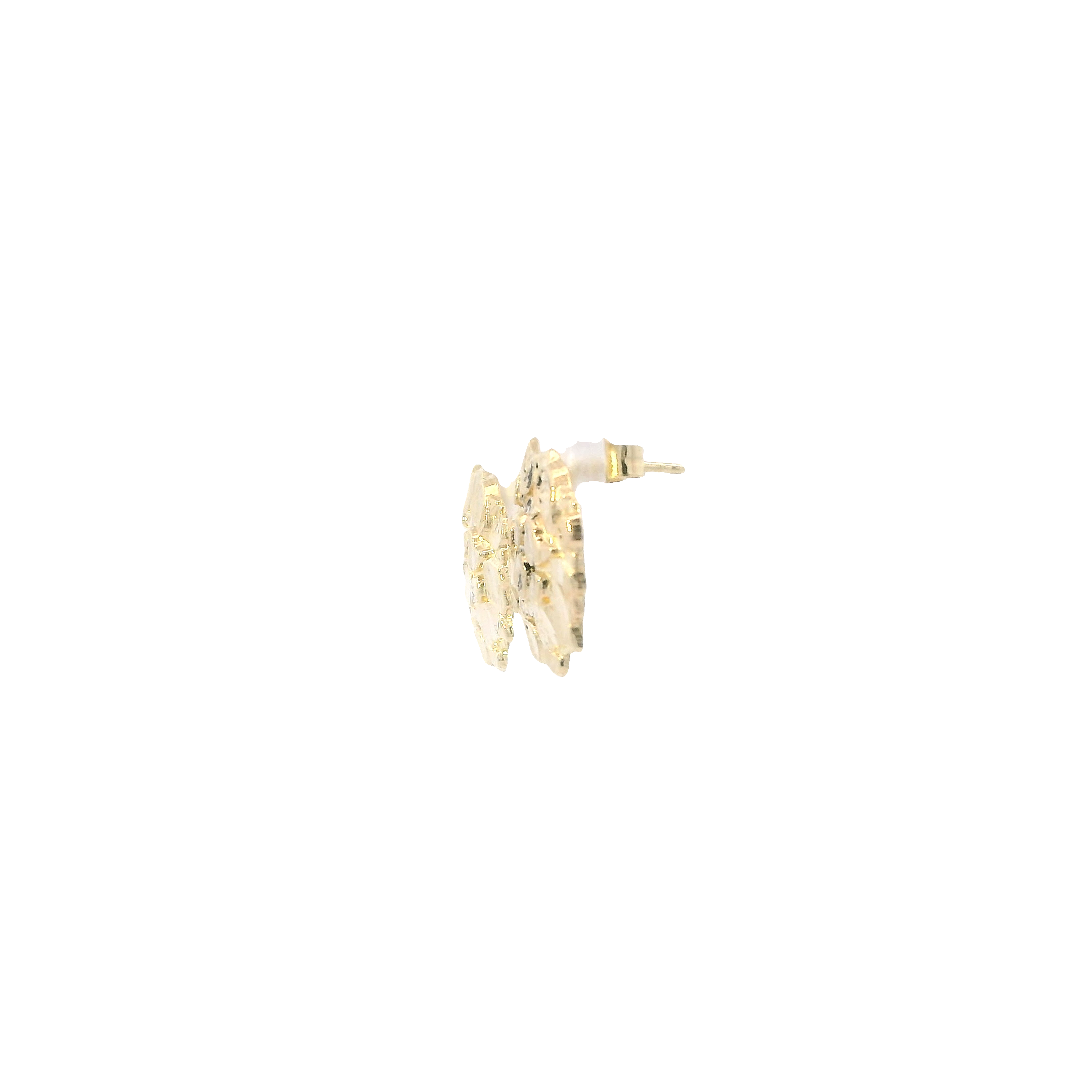 10K Yellow Gold Round Nugget Stud Earrings