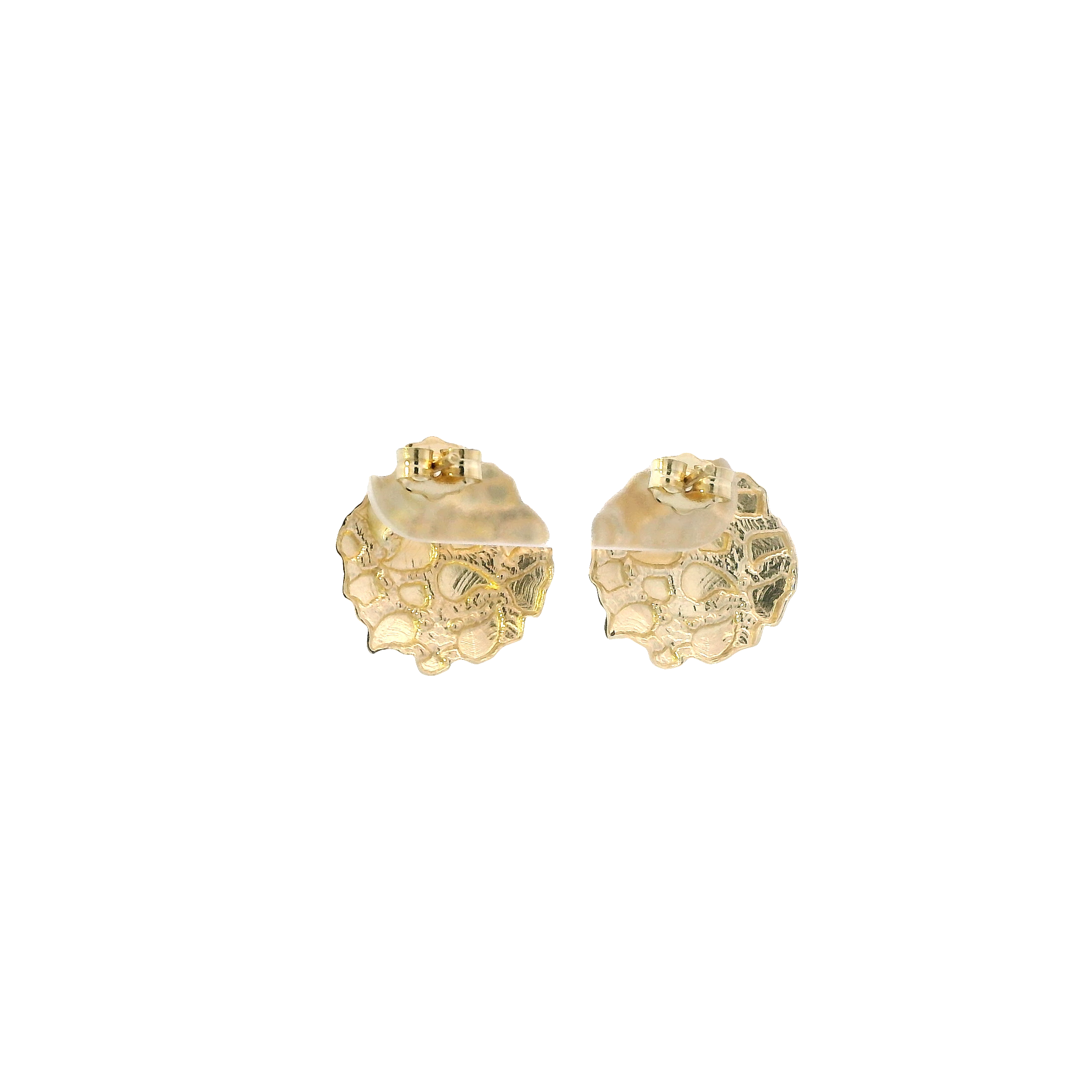 10K Yellow Gold Round Nugget Stud Earrings