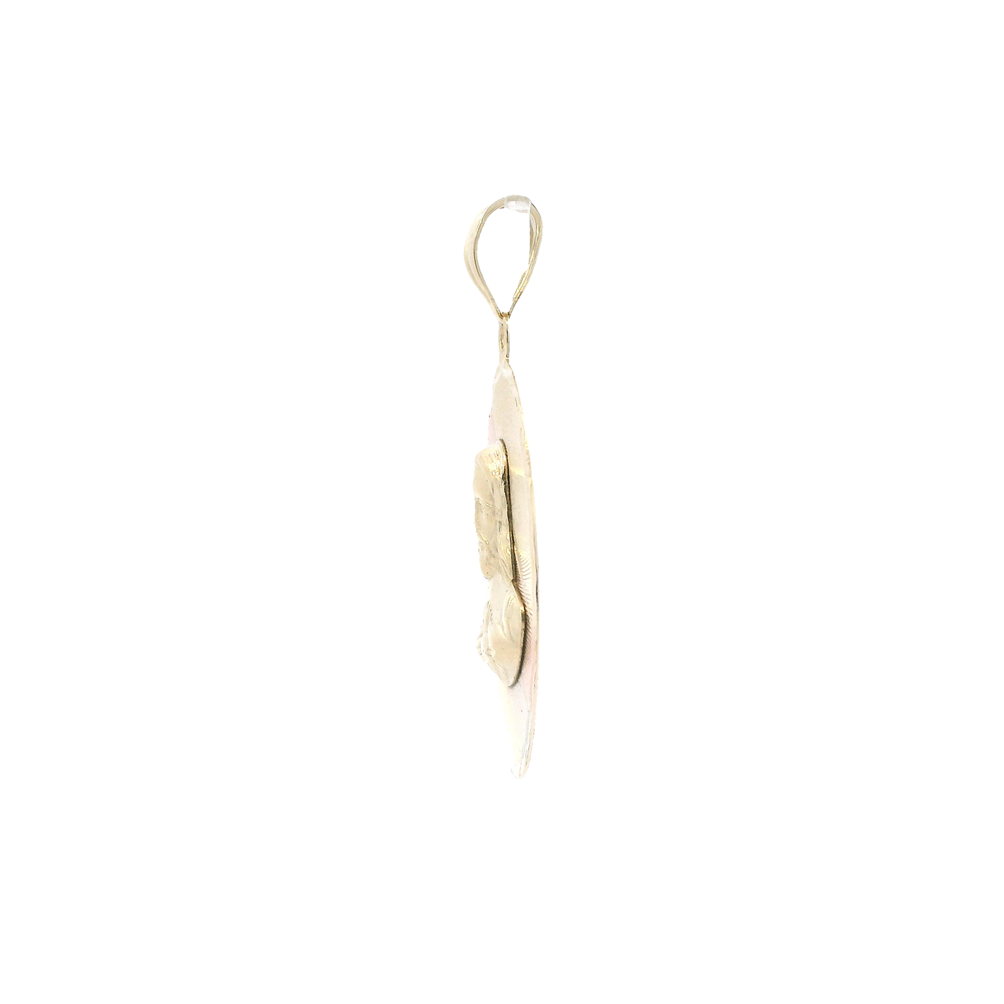 10K Tri Color Gold Oval Jesus Pendant