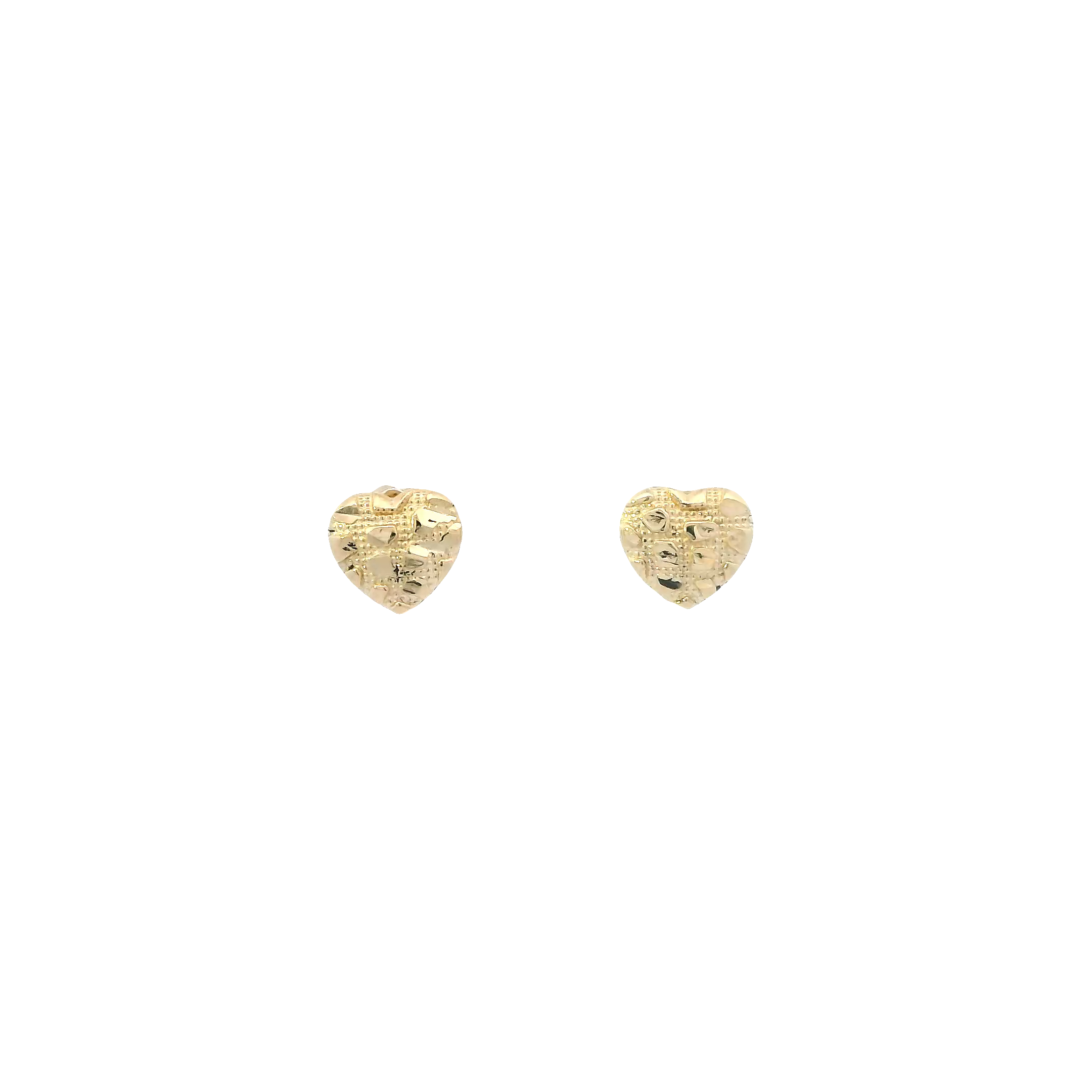 10K Yellow Gold Nugget Heart Earrings