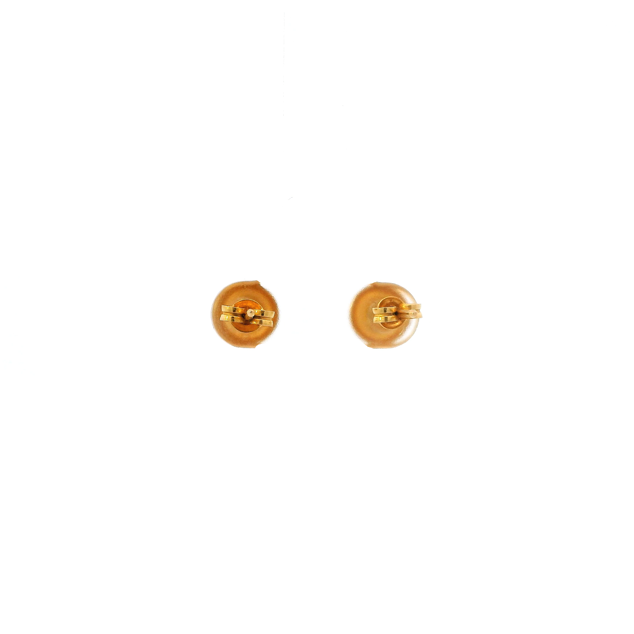 21K Yellow Gold Round Matte Striped Stud Earrings