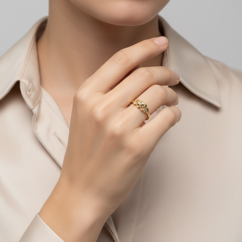 10K Yellow Gold Nugget Women's Ring