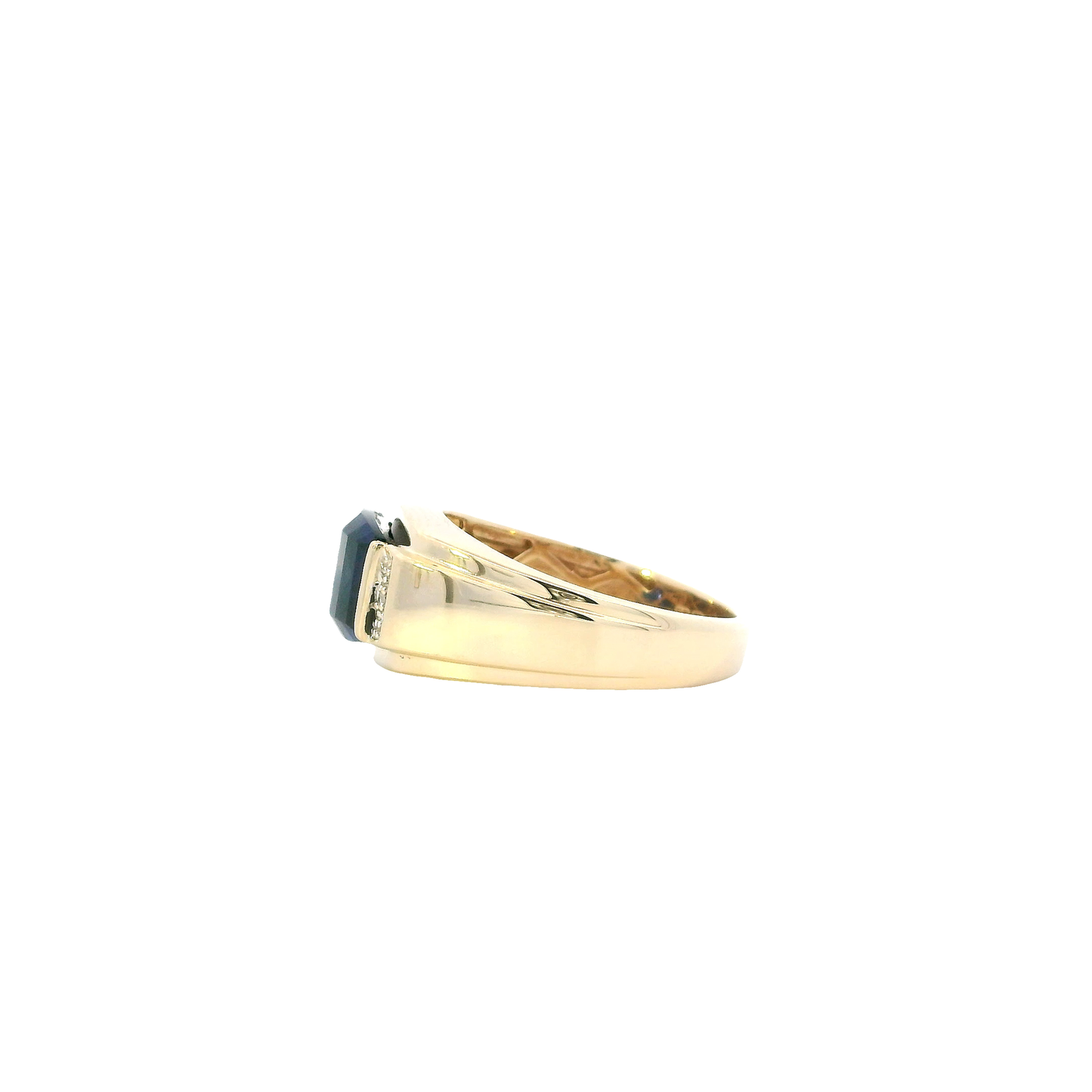 14K Yellow Gold Blue Sapphire & Diamond Ring -0.01ct