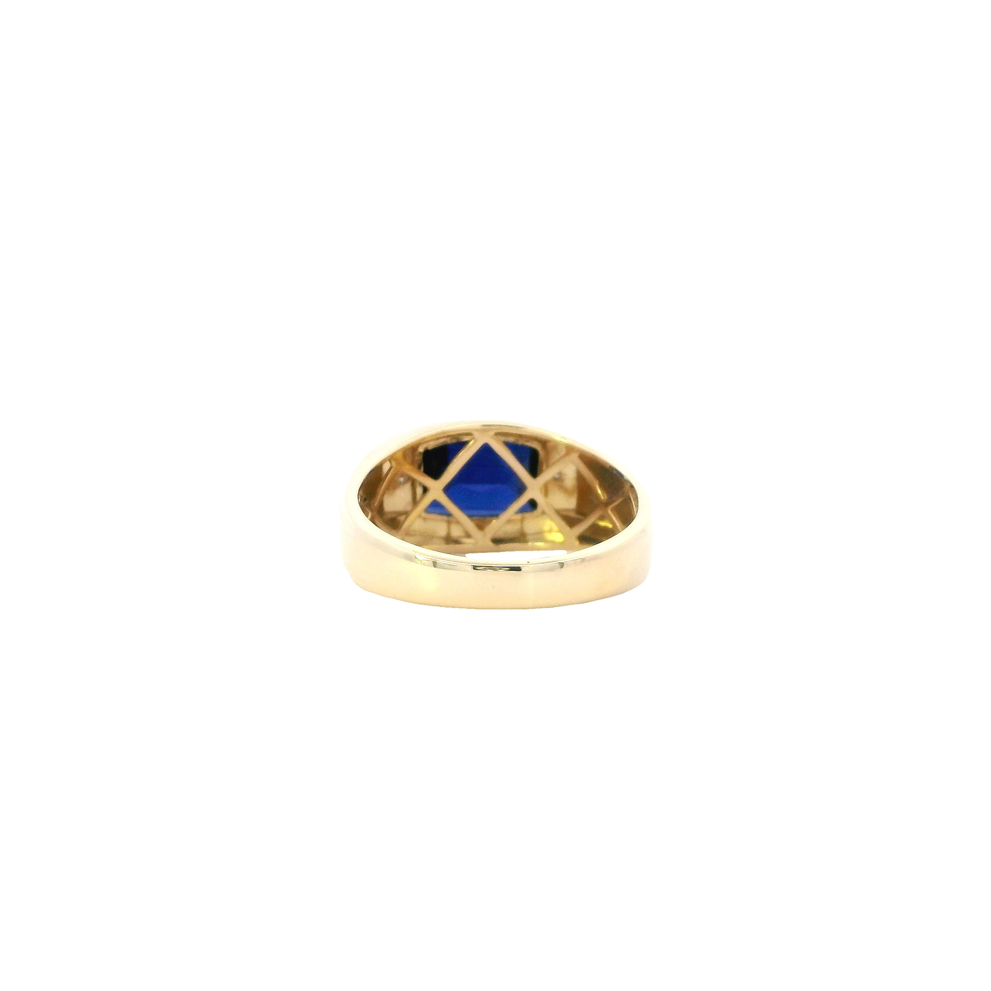14K Yellow Gold Blue Sapphire & Diamond Ring -0.01ct