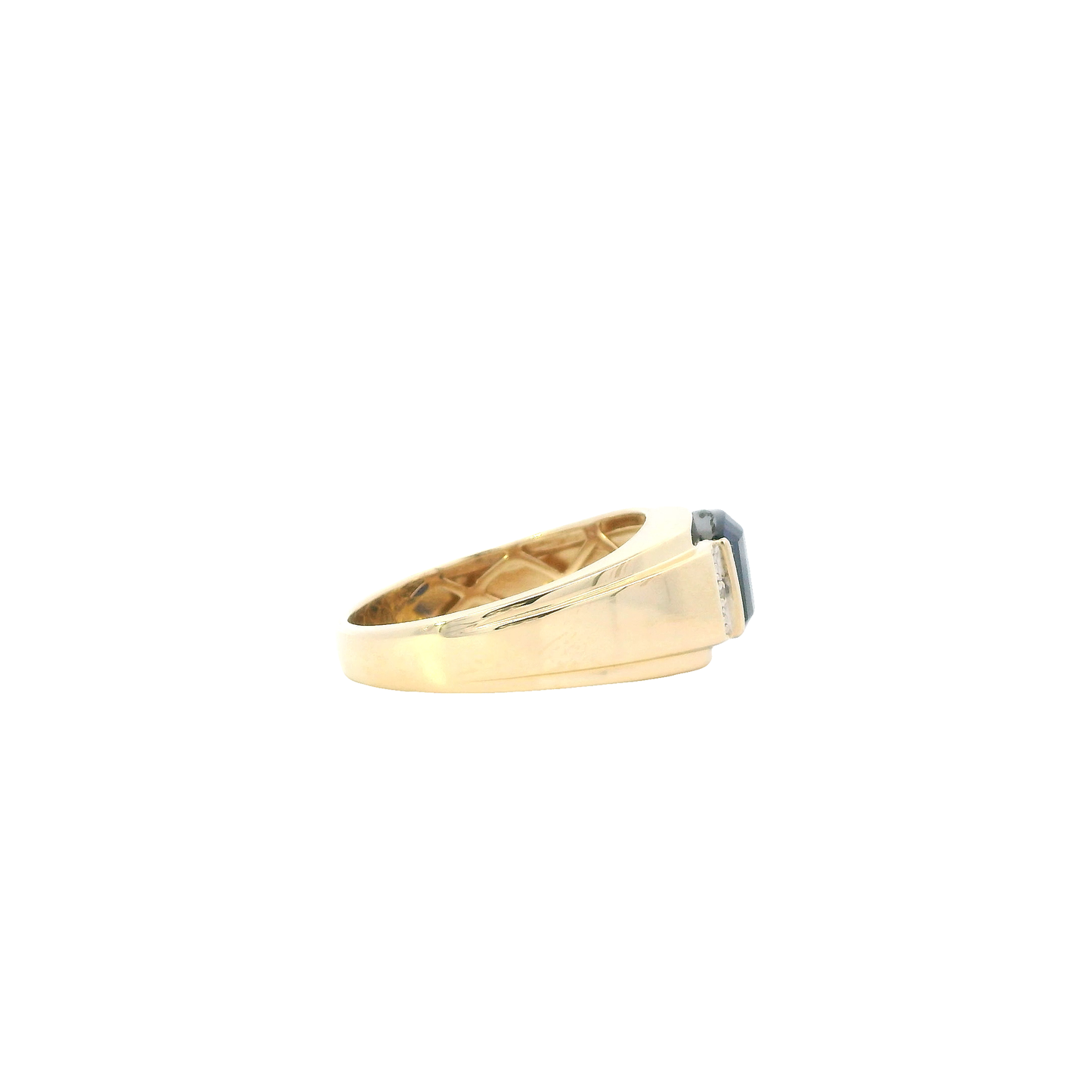 14K Yellow Gold Blue Sapphire & Diamond Ring -0.01ct