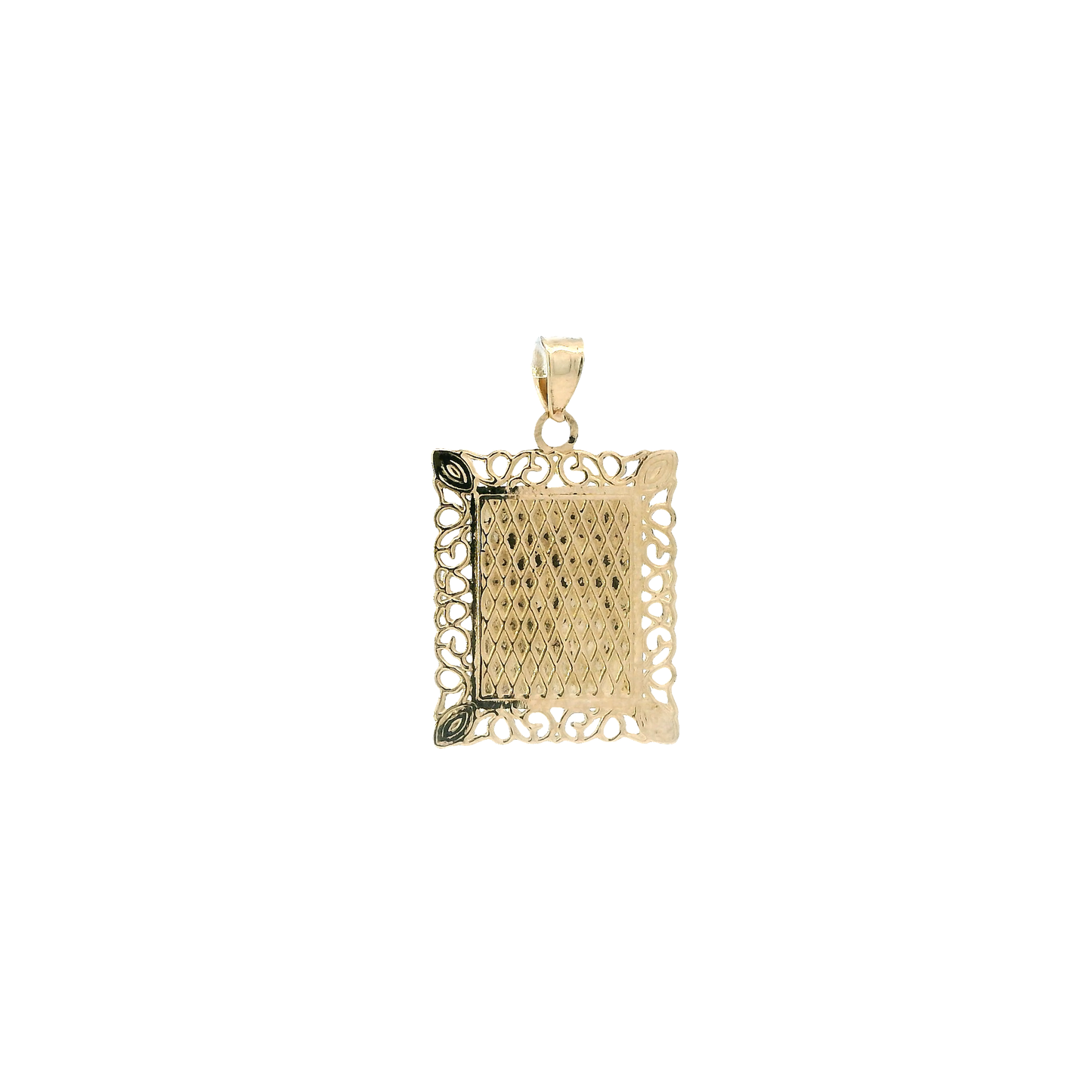 14K Yellow Gold Rectangle Letter "J" Filigree Pendant