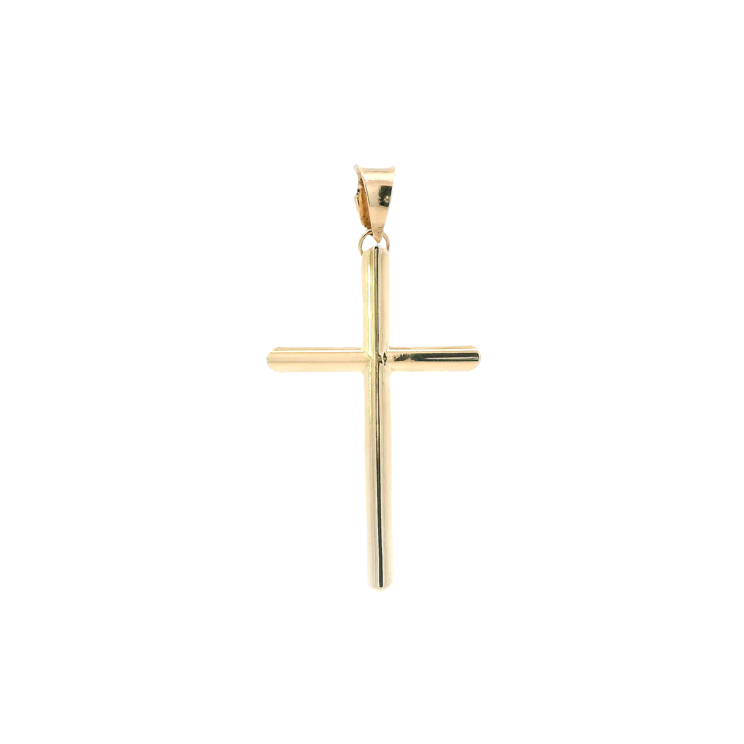14K Yellow Gold Tube Cross Pendant