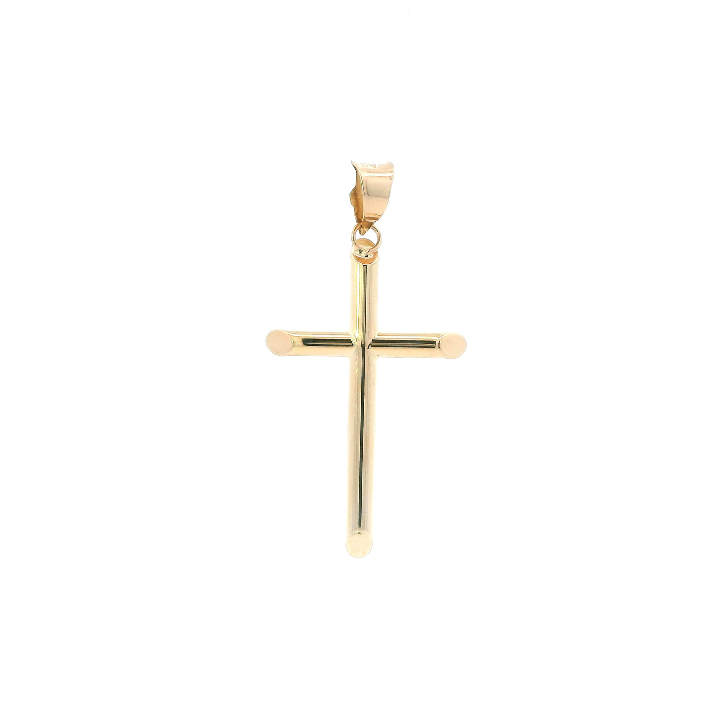 14K Yellow Gold Tube Cross Pendant