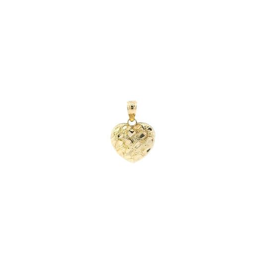 10K Yellow Gold Nugget Heart Pendant