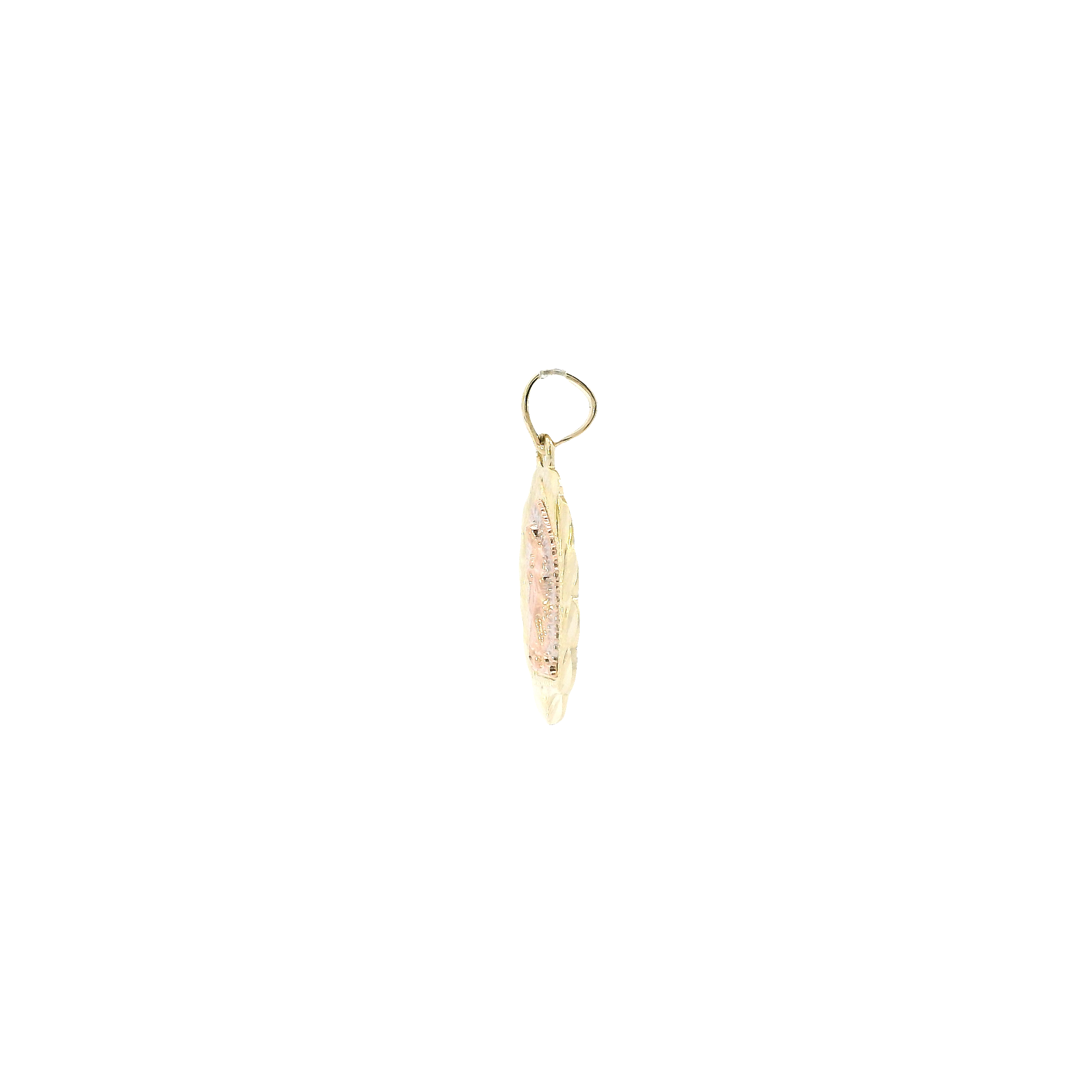 10K Tri Color Gold Oval Virgin Mary Pendant