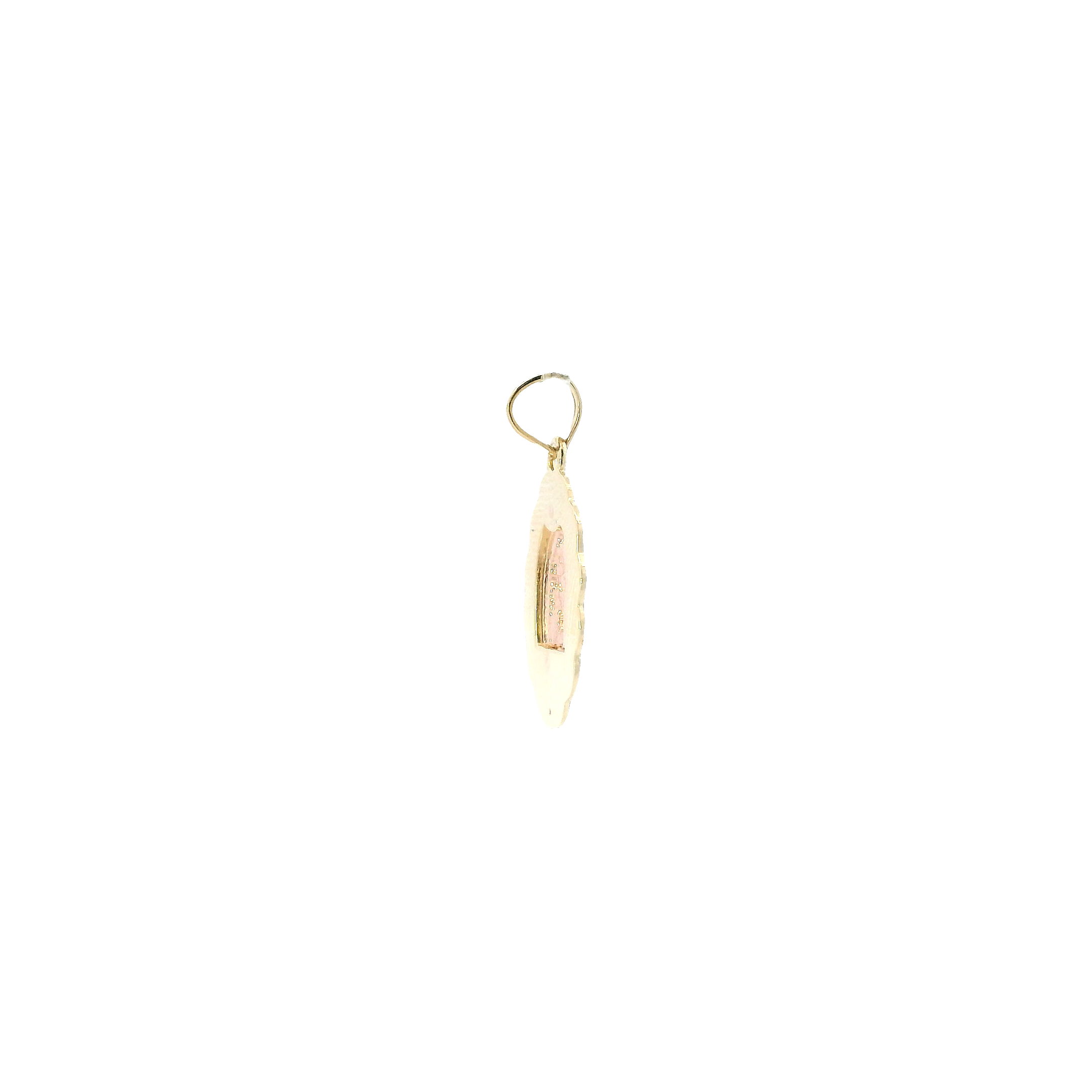 10K Tri Color Gold Oval Virgin Mary Pendant