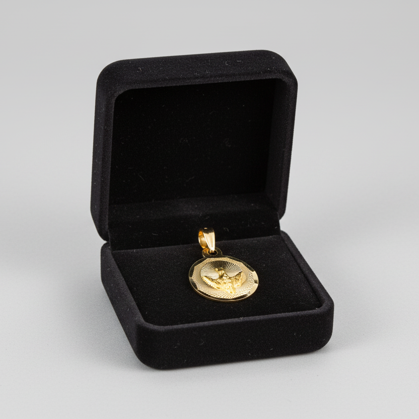 14K Yellow Gold Round Dove Pendant