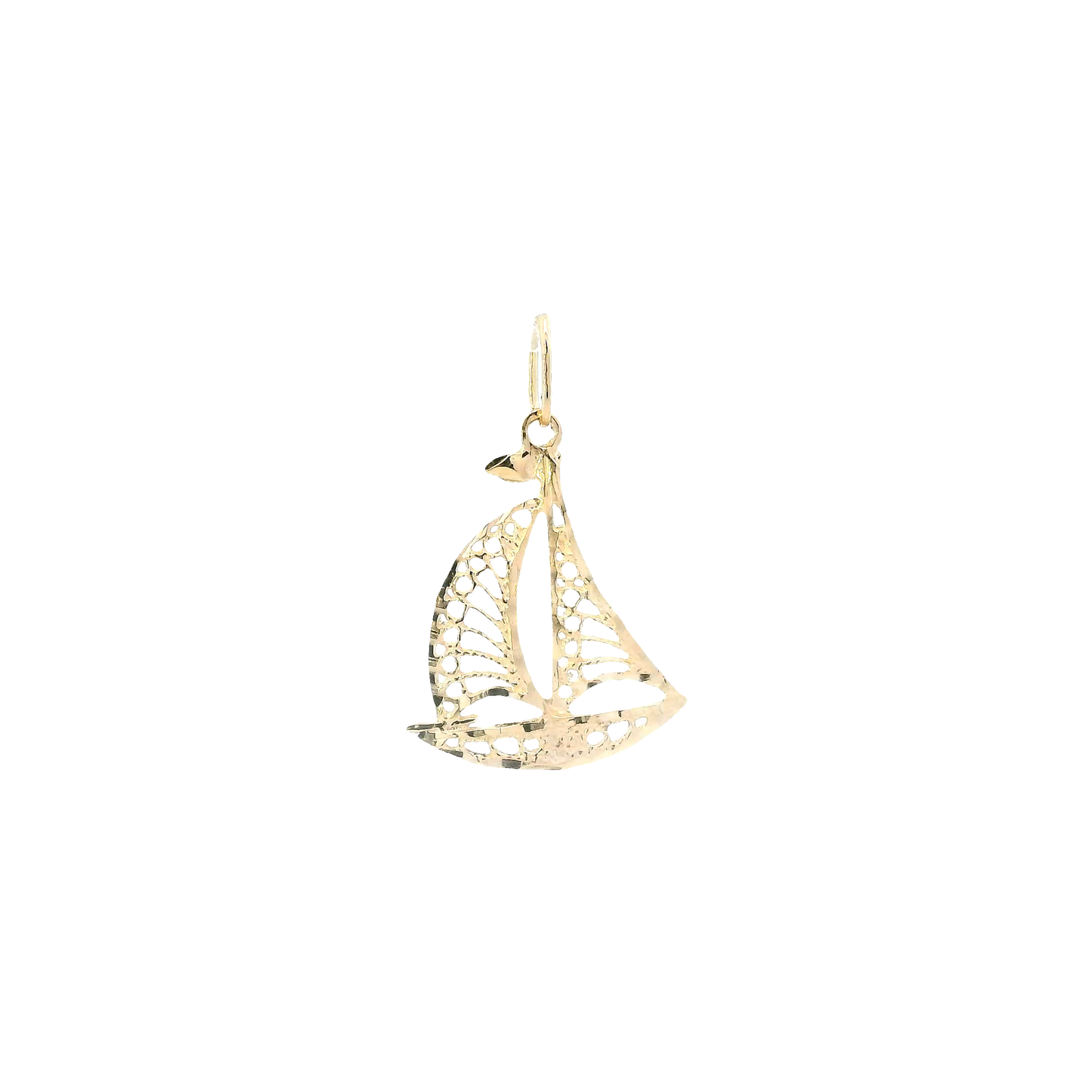14K Yellow Gold Filigree Sailboat Pendant