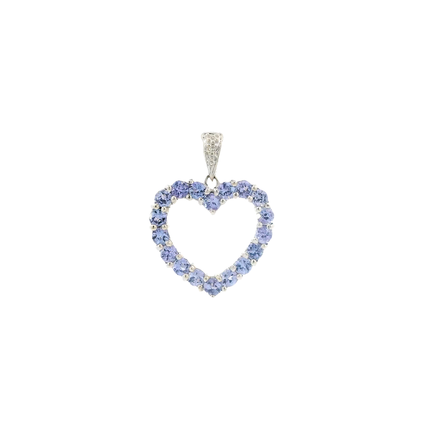 14K White Gold Tazanite Heart Pendant