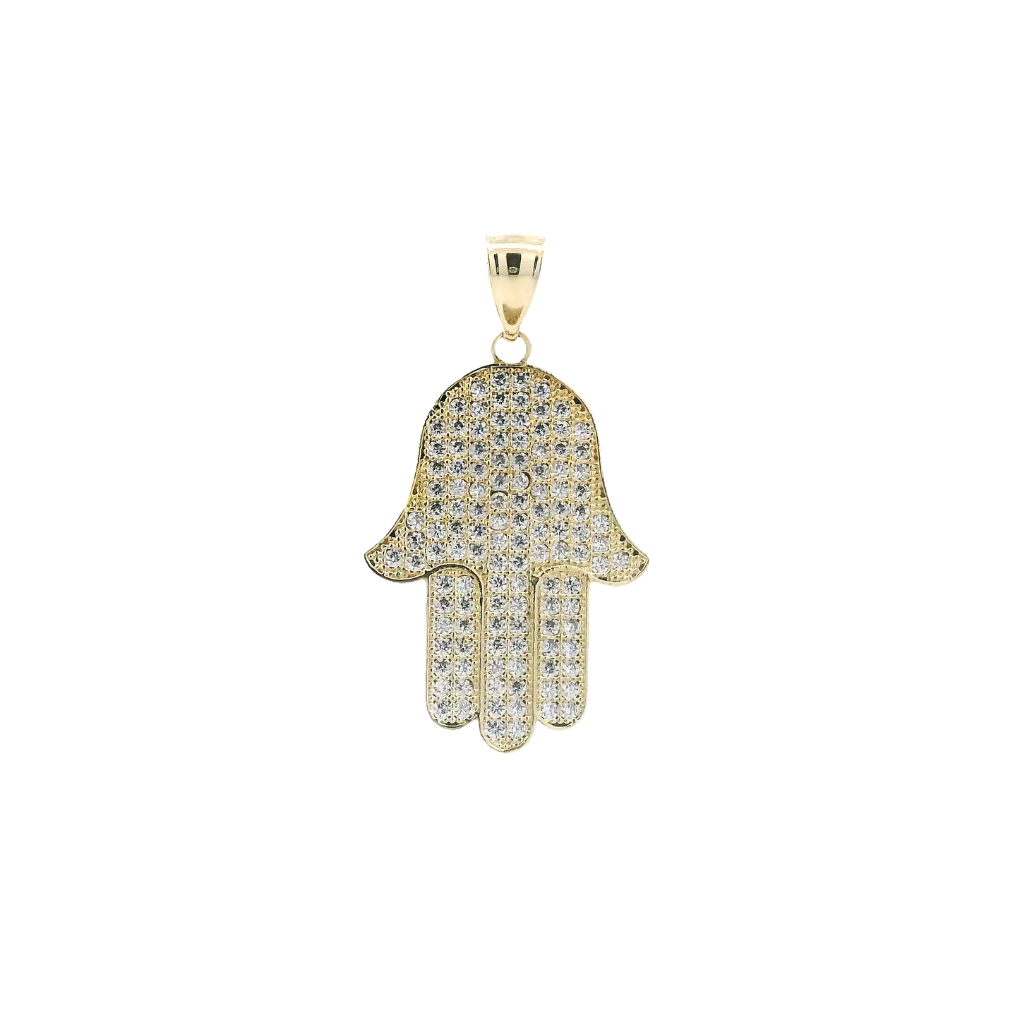 10K Yellow Gold Pave Hamsa Hand Pendant
