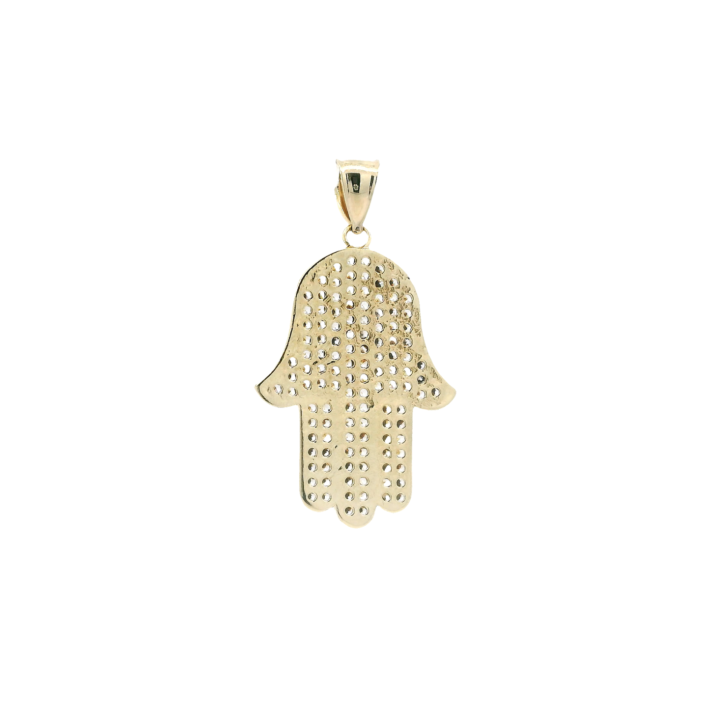 10K Yellow Gold Pave Hamsa Hand Pendant