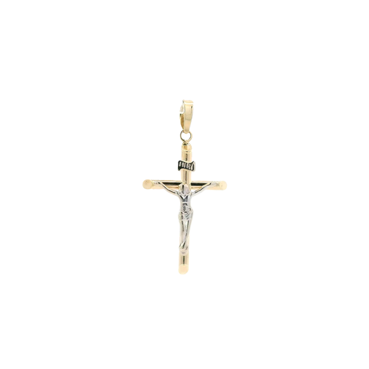 14K Yellow & White Gold Crucifix Pendant