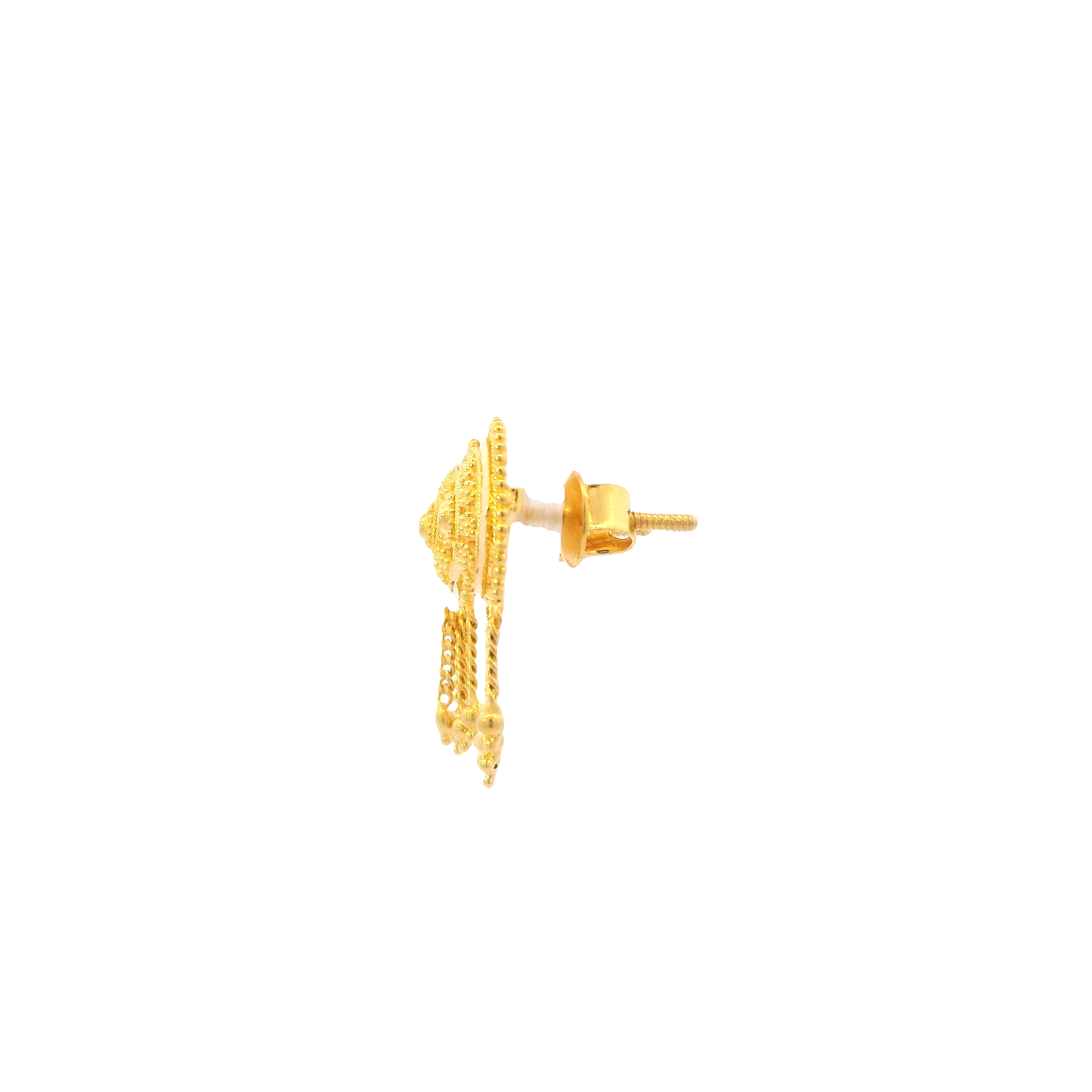 22K Yellow Gold Round Beaded Dangle Earrings