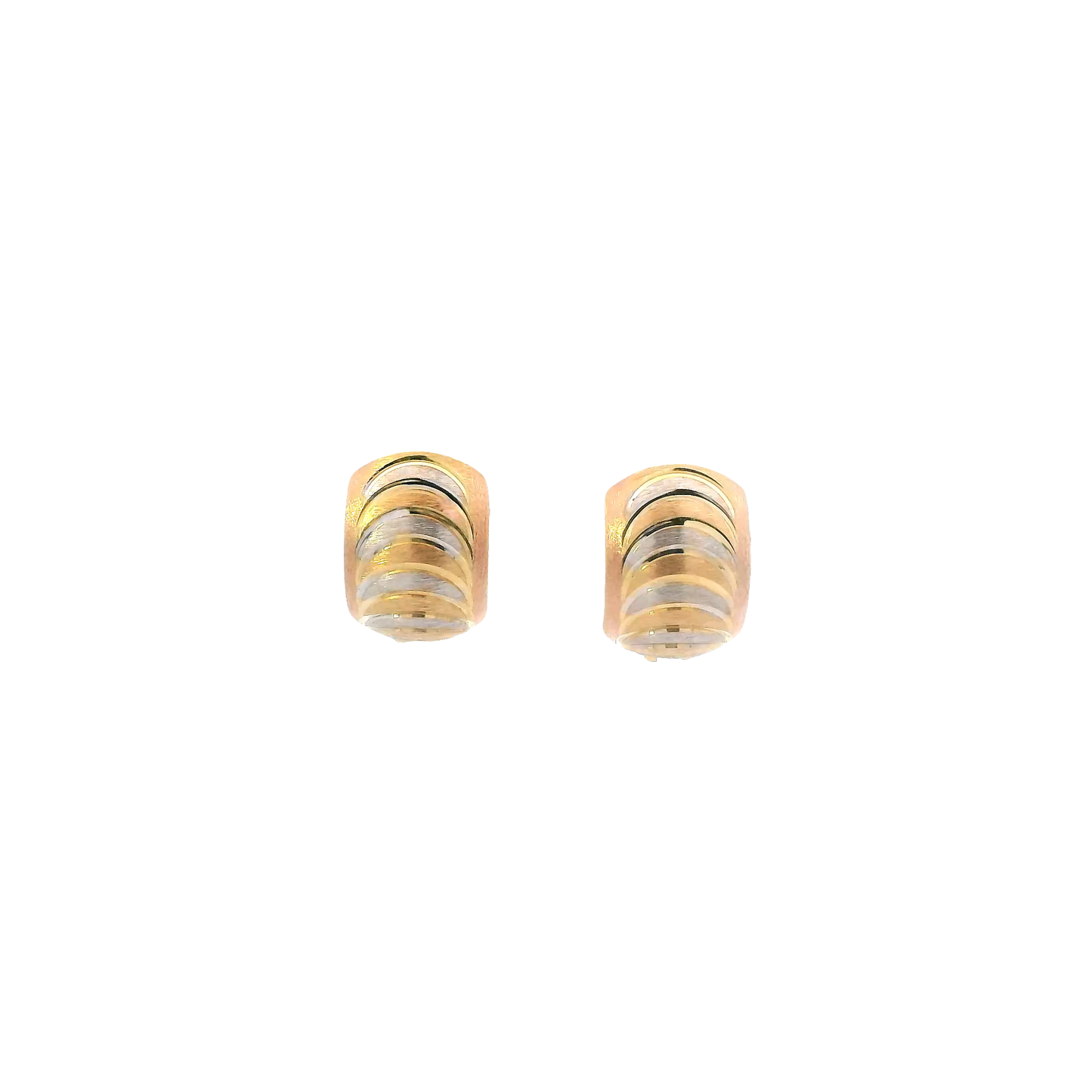 14K Tri Color Gold Huggie Hoop Earrings