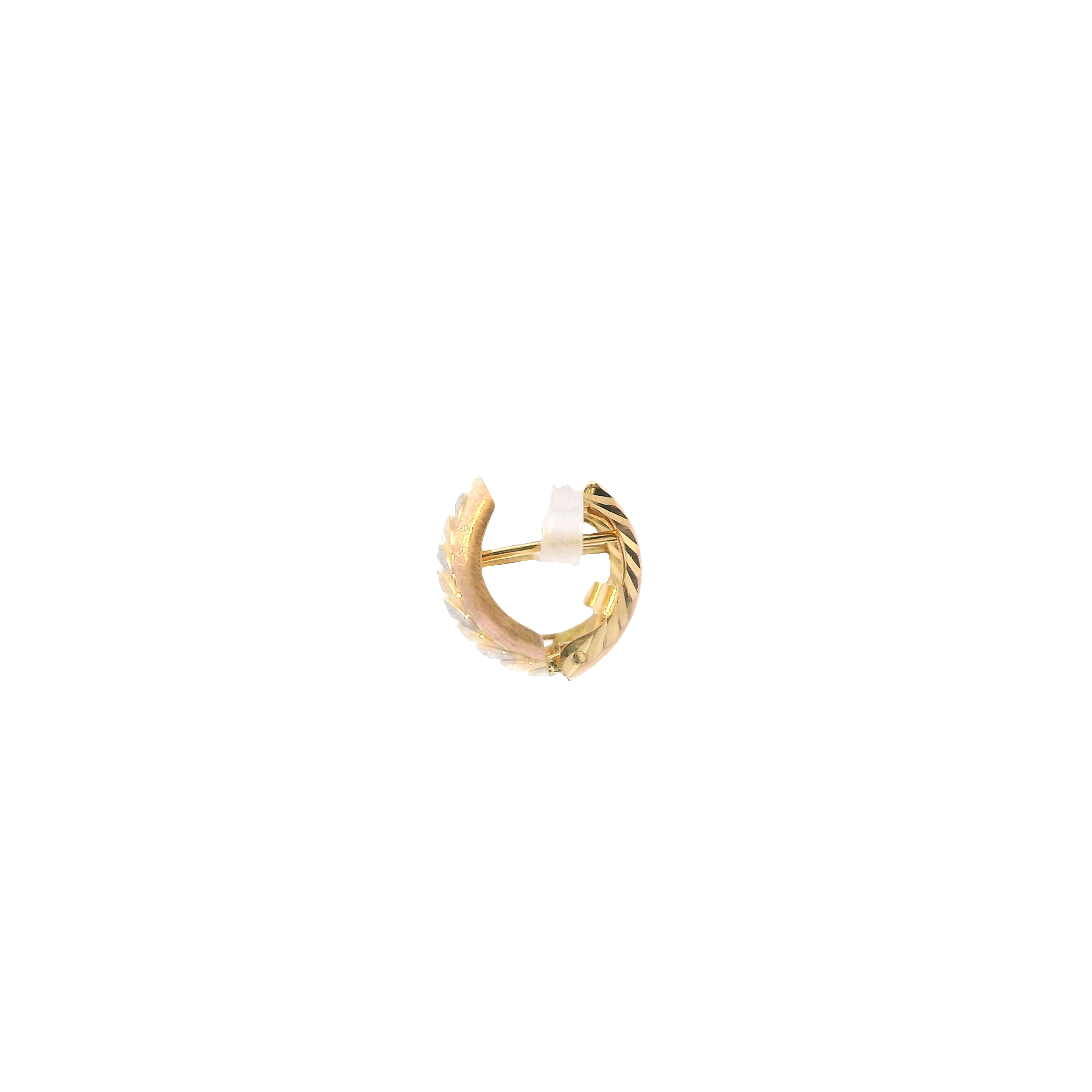 14K Tri Color Gold Huggie Hoop Earrings