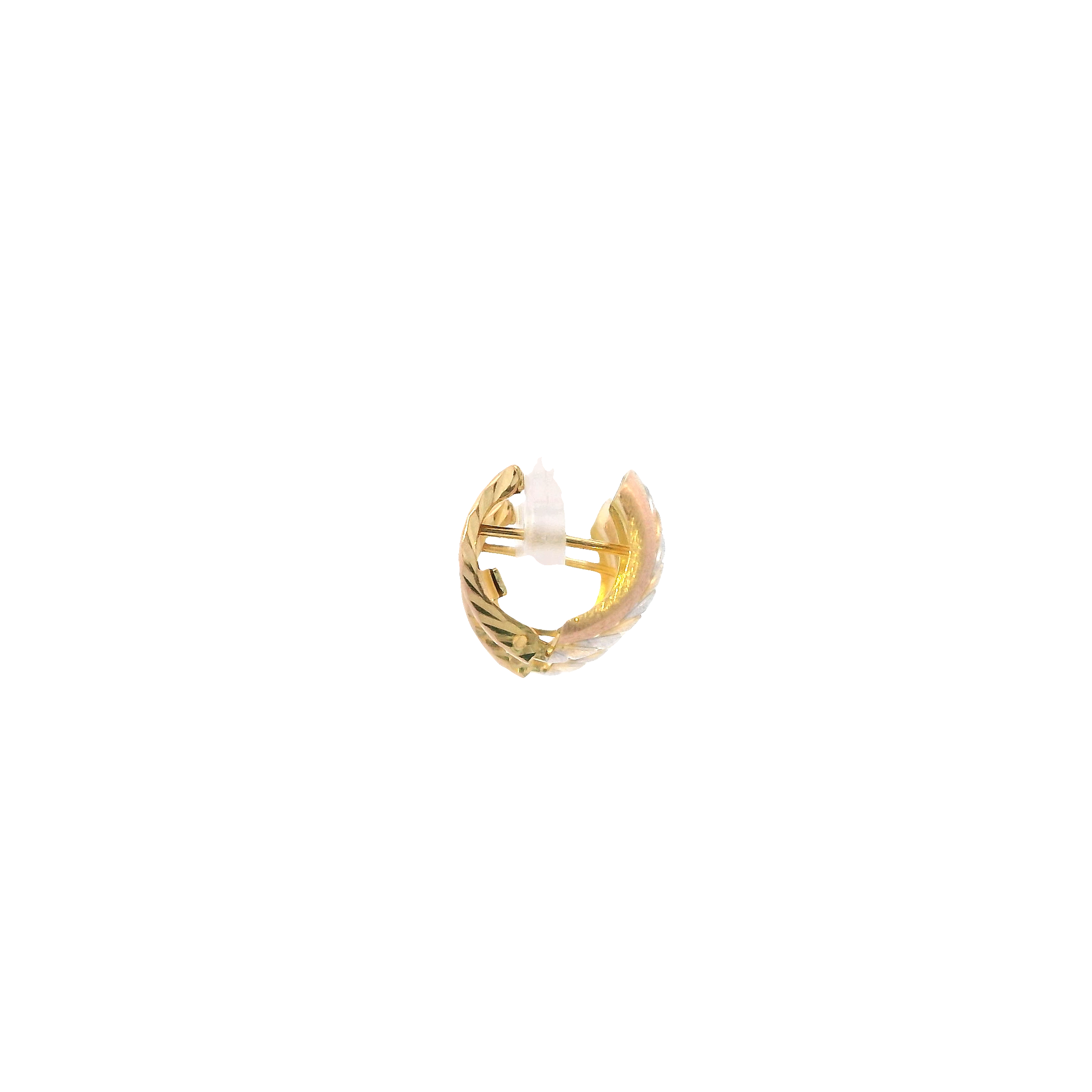 14K Tri Color Gold Huggie Hoop Earrings