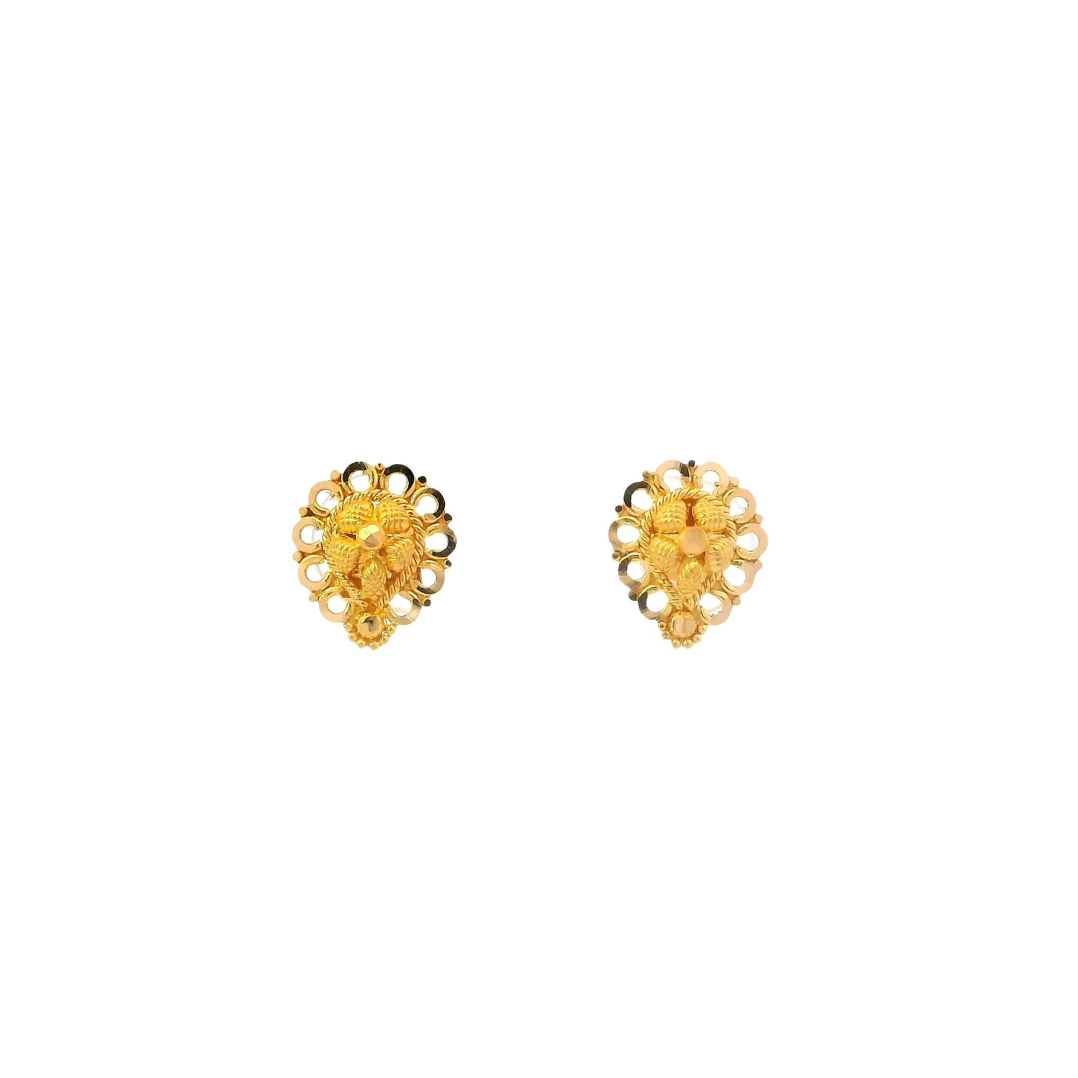 22K Yellow Gold Pear Flower Stud Earrings
