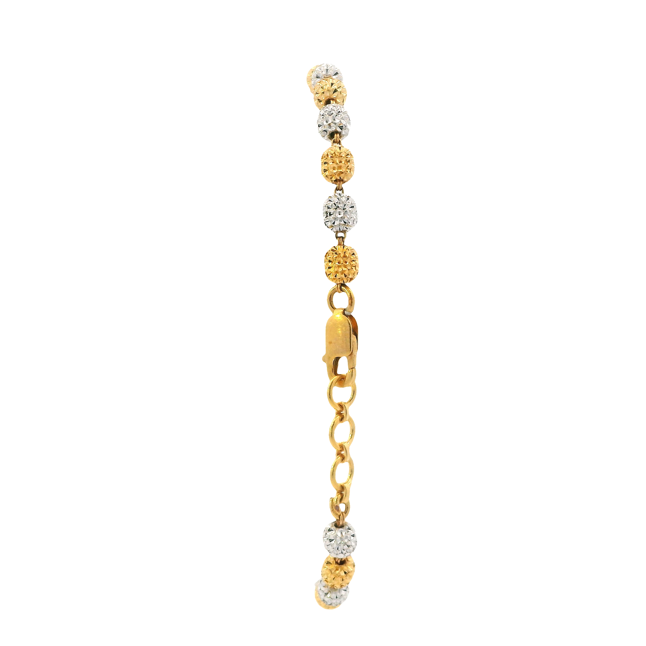 22K White & Yellow Gold Beaded Bracelet