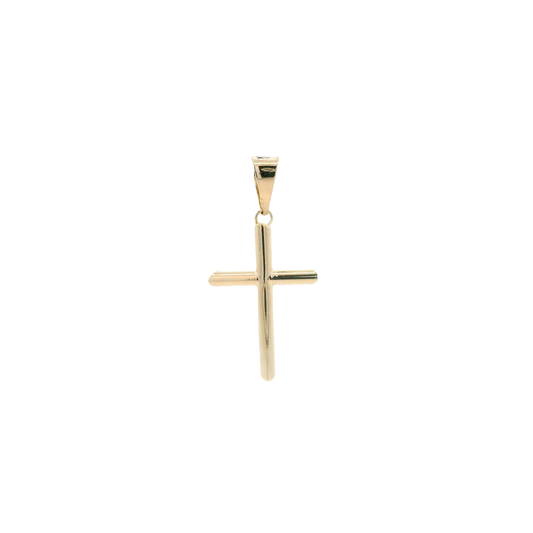 14K Yellow Gold Tube Cross Pendant