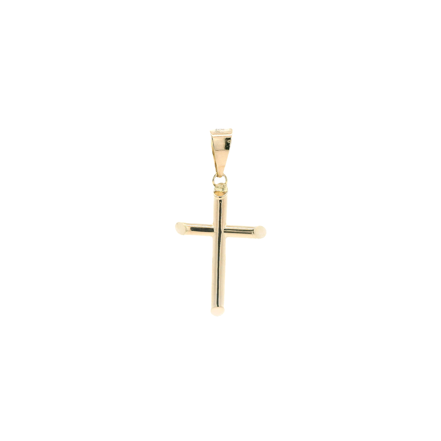 14K Yellow Gold Tube Cross Pendant