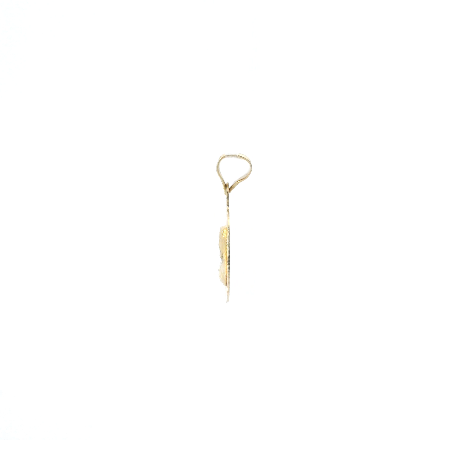 14K Tri Color Oval Jesus Pendant