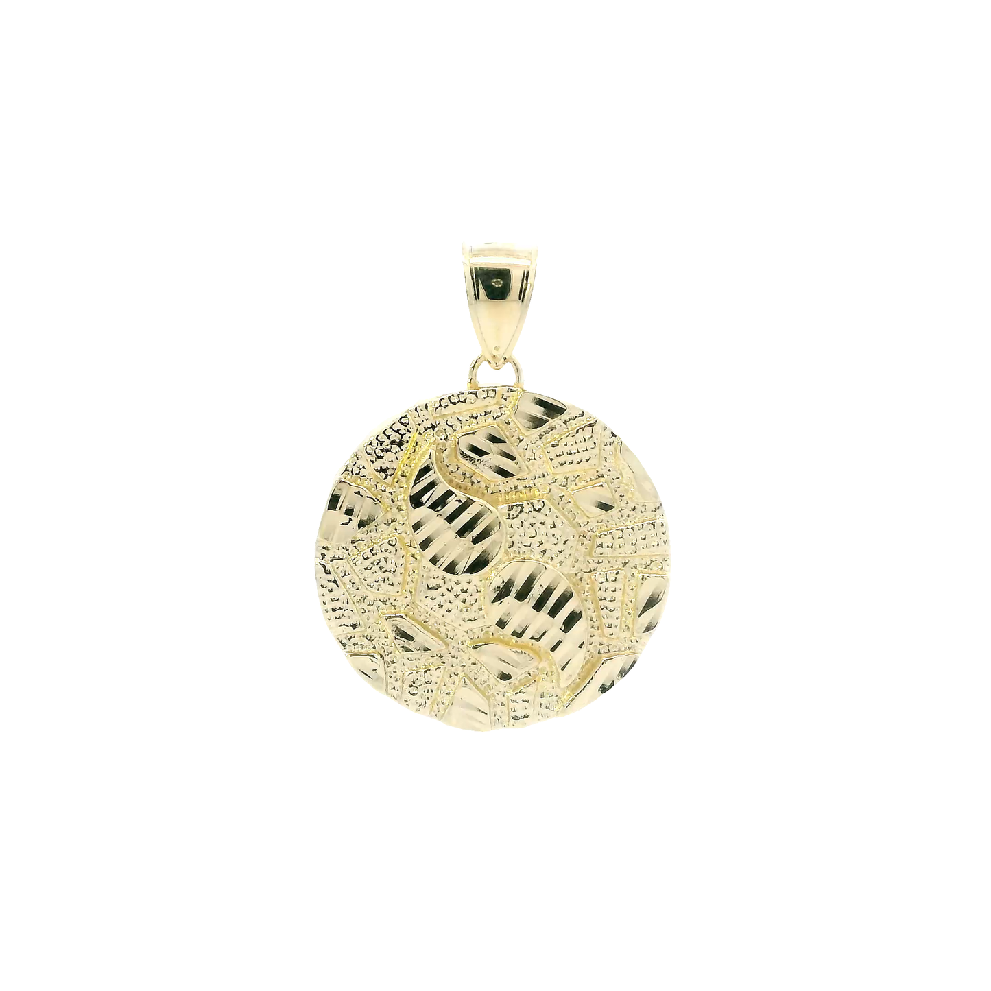10K Yellow Gold Round Nugget Pendants
