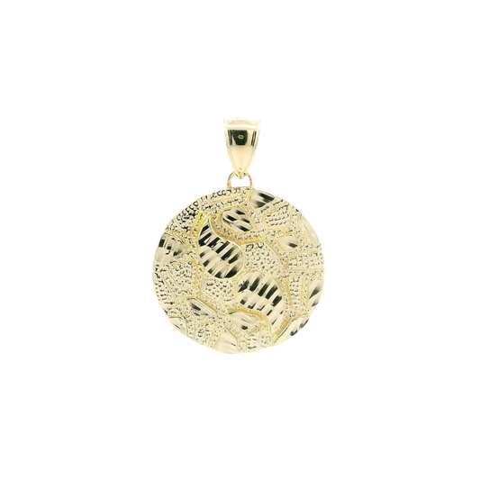 10K Yellow Gold Round Nugget Pendants