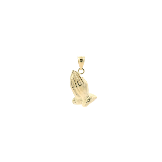 14K Yellow Gold Praying Hands Pendant