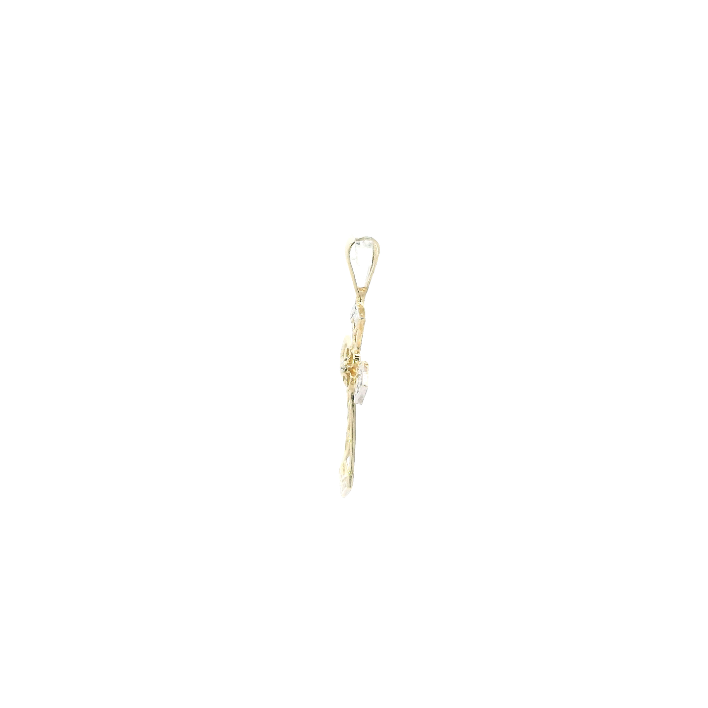 10K Yellow & White Gold Filigree Cross Pendant