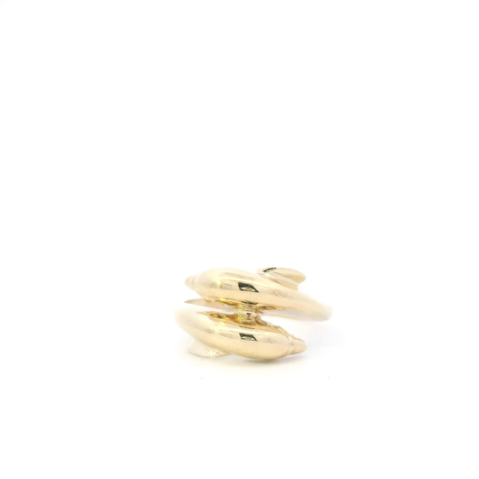 14K Yellow Gold Double Dolphin Women's Ring