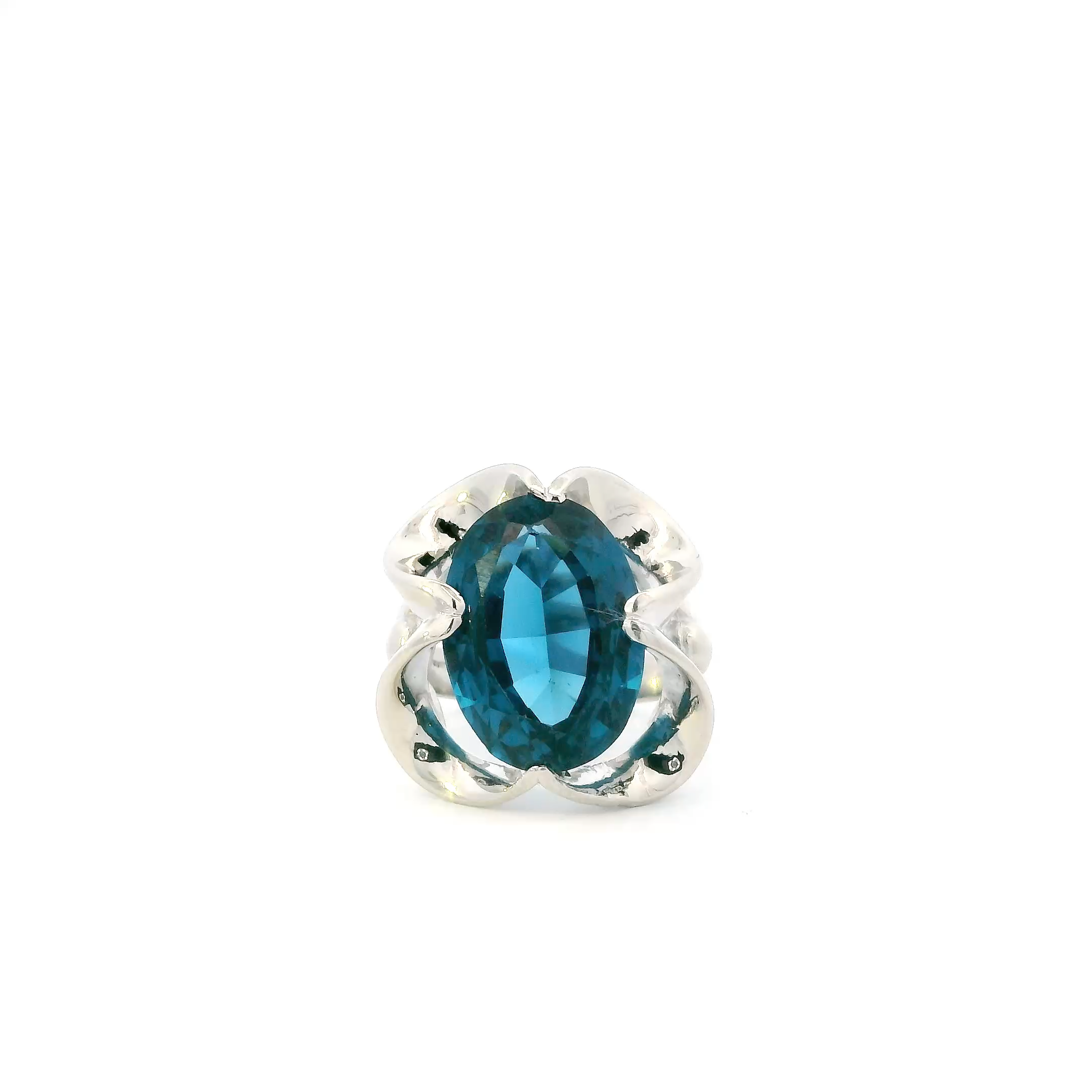 14K White Gold London Blue Topaz Women's Ring