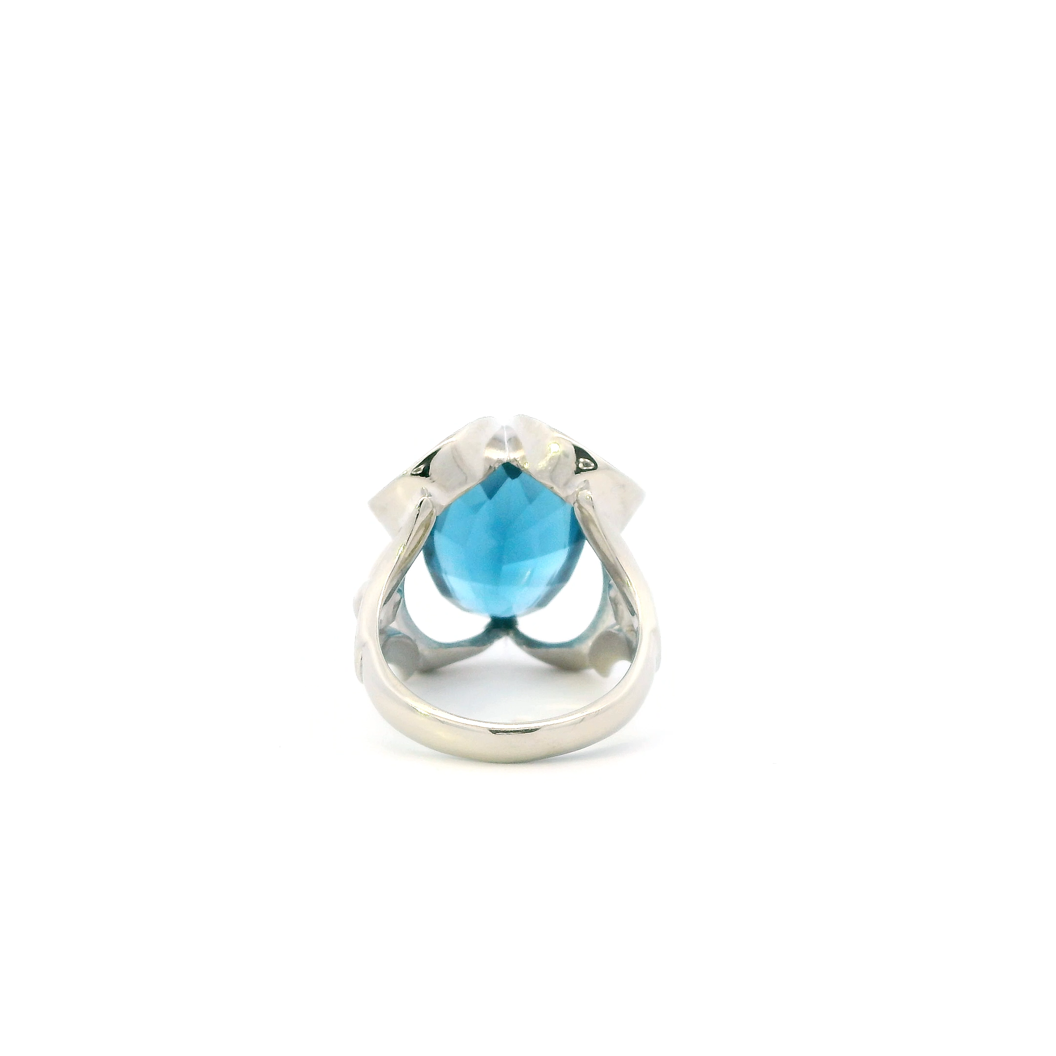 14K White Gold London Blue Topaz Women's Ring
