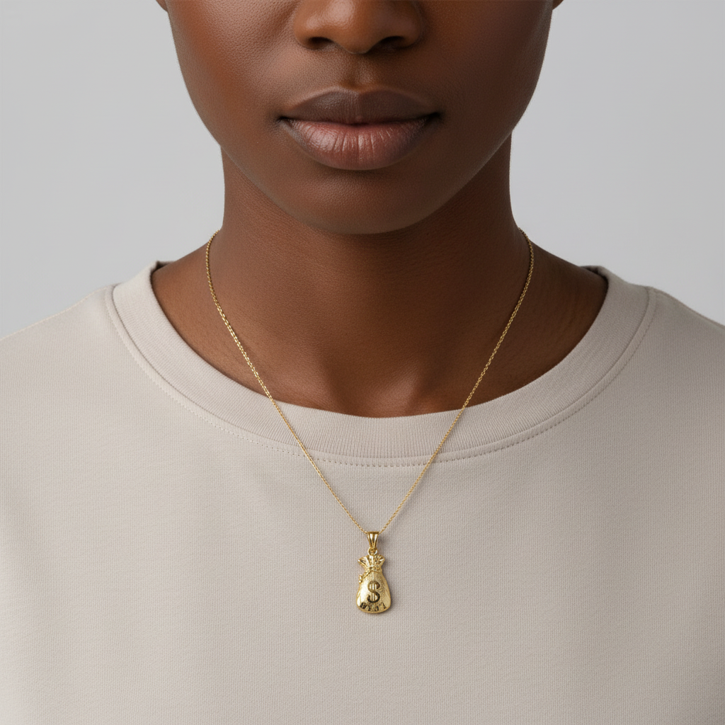 10K Yellow Gold Money Bag Pendant