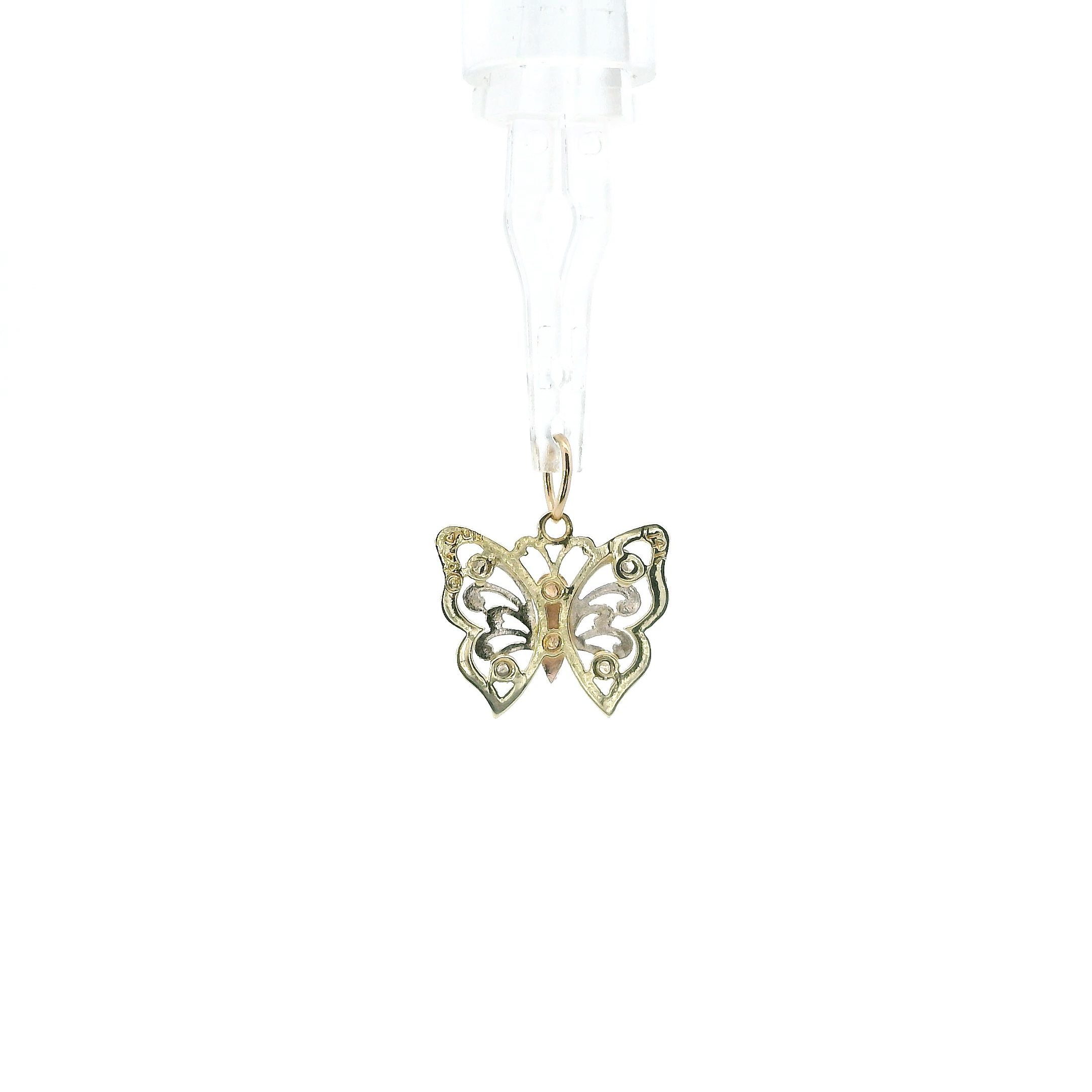 14K Tri Color Gold Butterfly Pendant