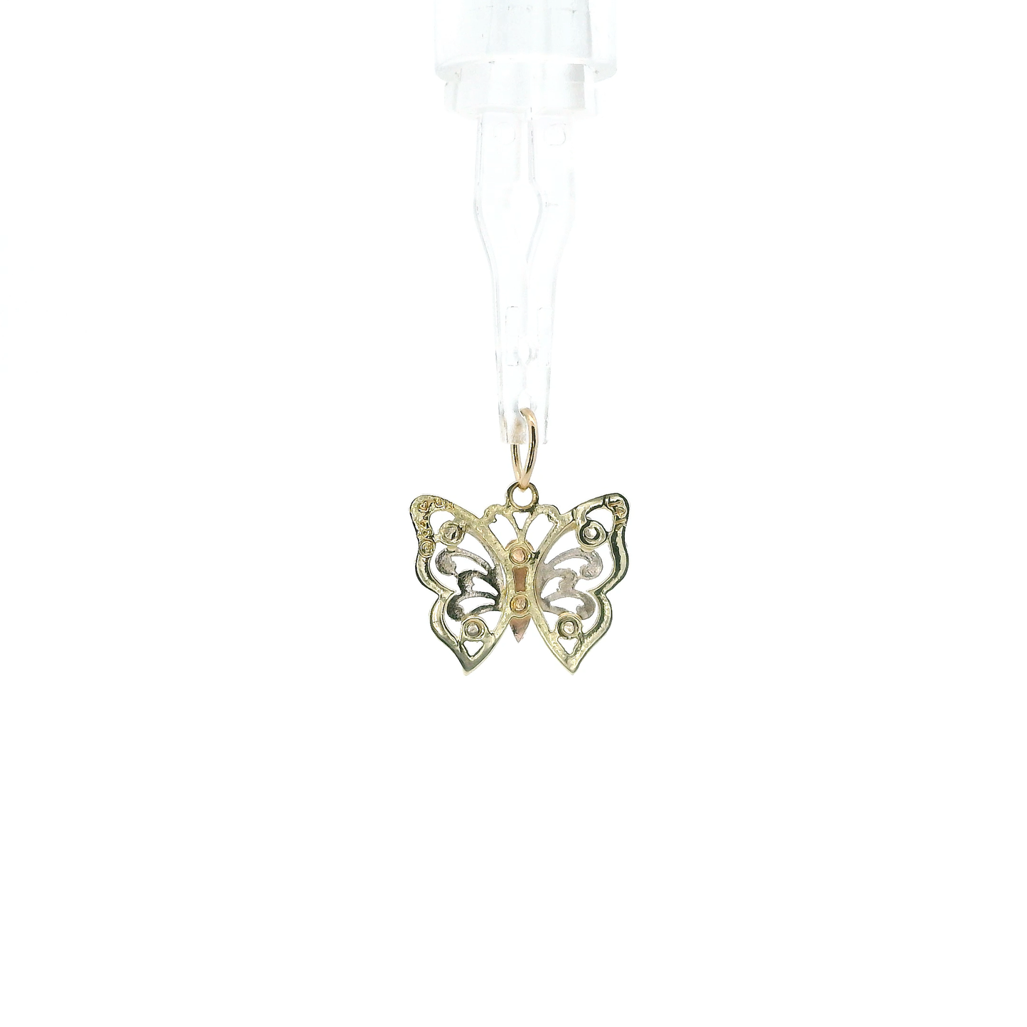 14K Tri Color Gold Butterfly Pendant
