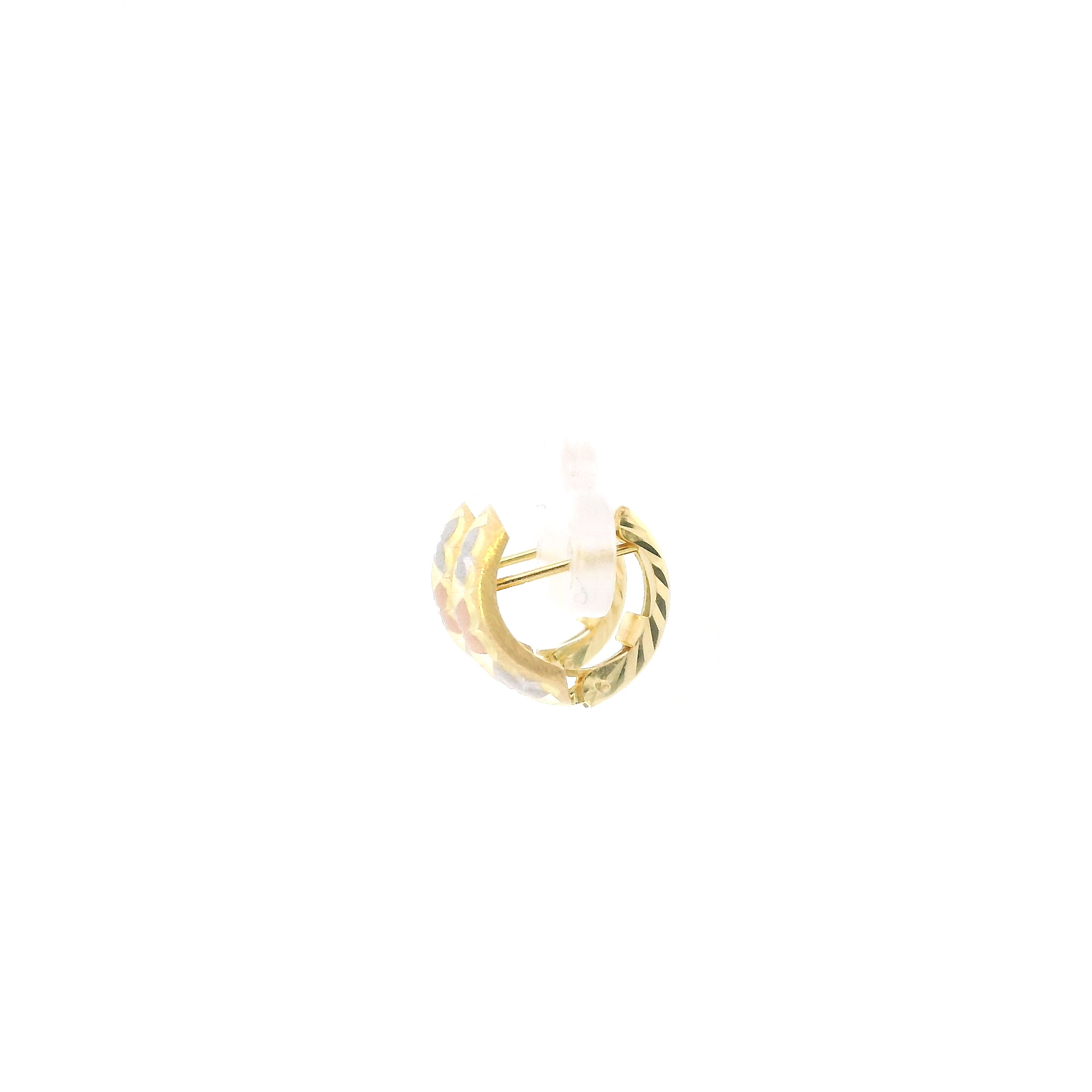 14K Tri Color Bow Huggie Earrings