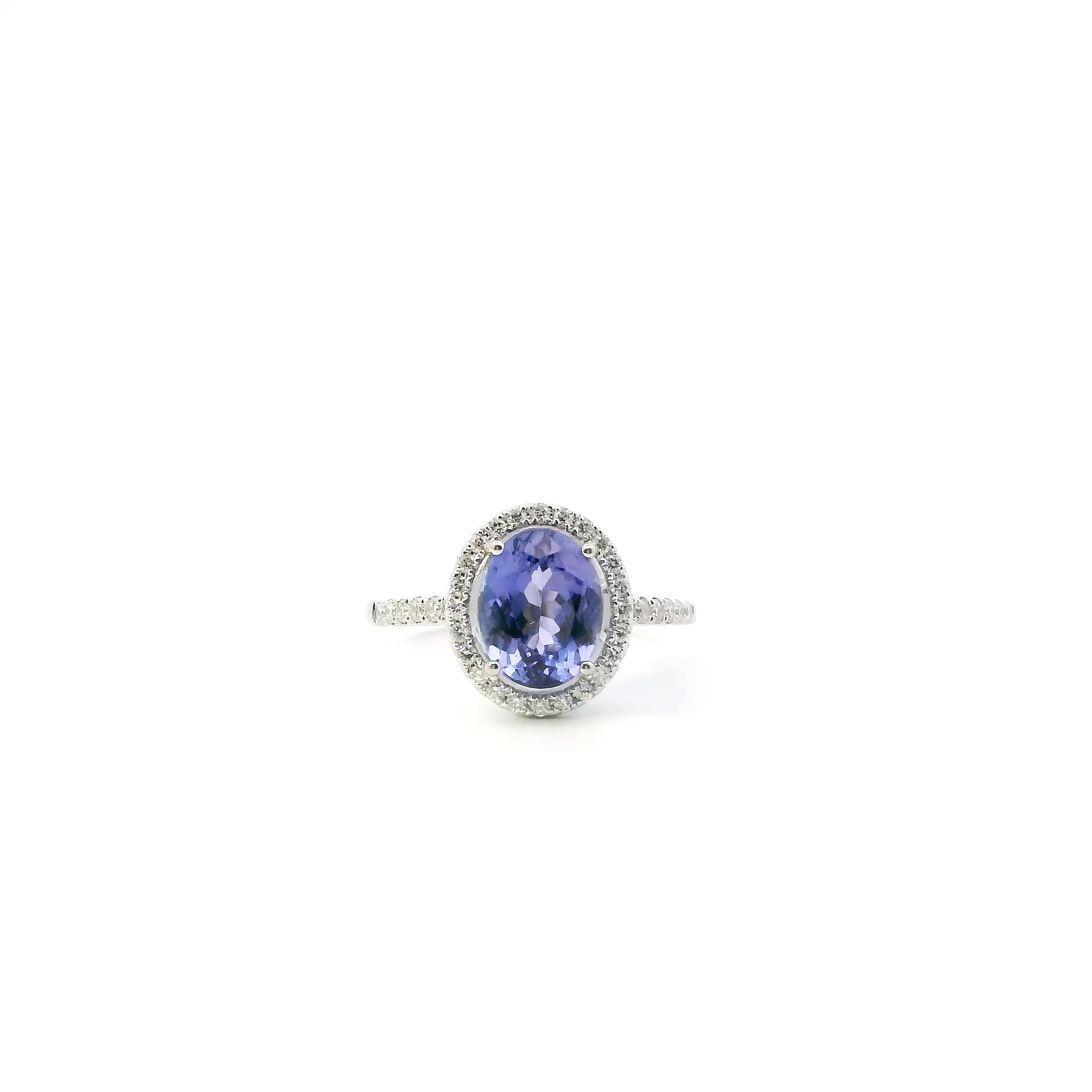 14K White Gold Tanzanite & Diamond Women's Ring -0.22ct