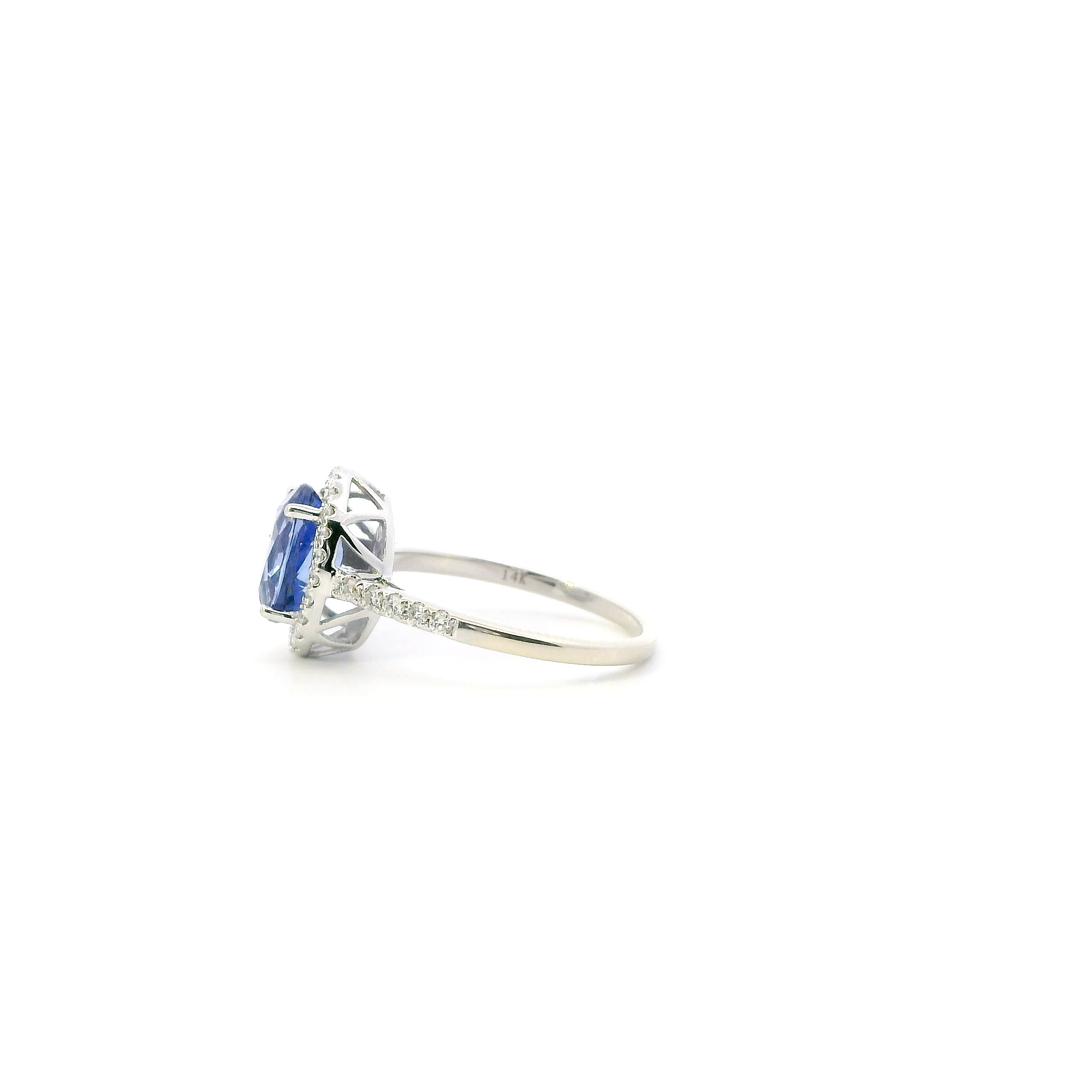 14K White Gold Tanzanite & Diamond Women's Ring -0.22ct